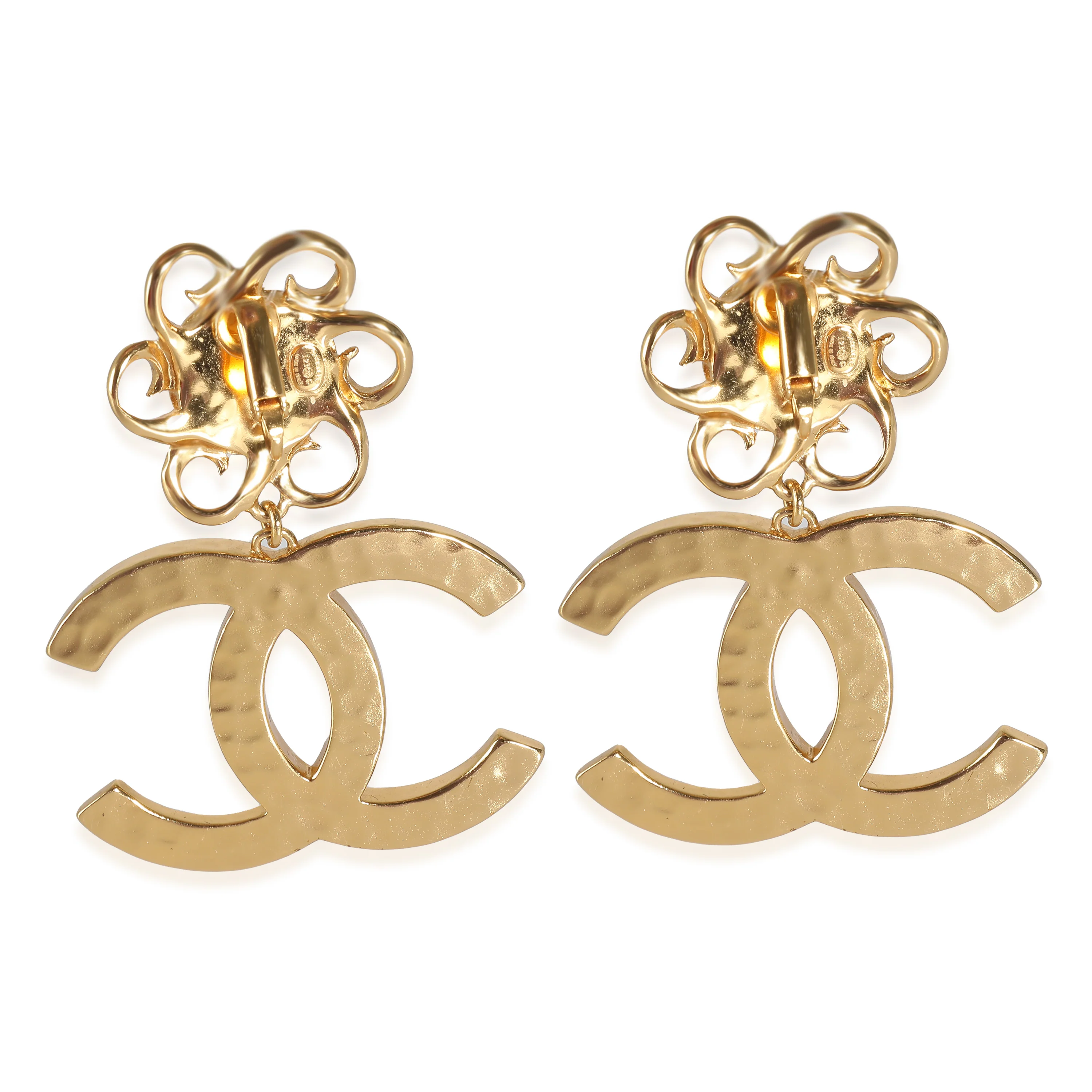 CC Dangle Earrings with Faux Pearls & White Enamel I 23 C - Image 3