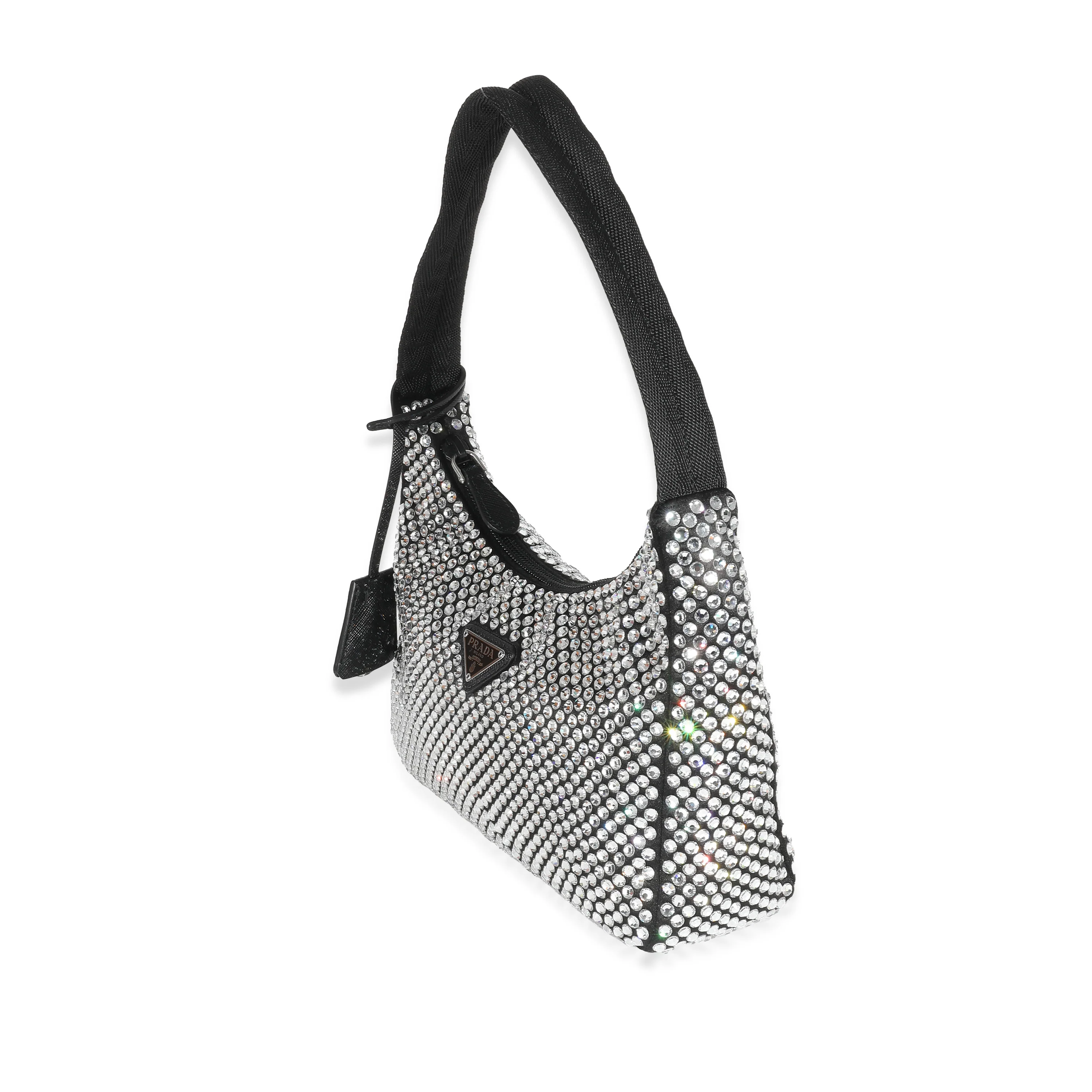 Prada Black Satin Crystal Re-Edition 2000 Mini Bag - Image 2