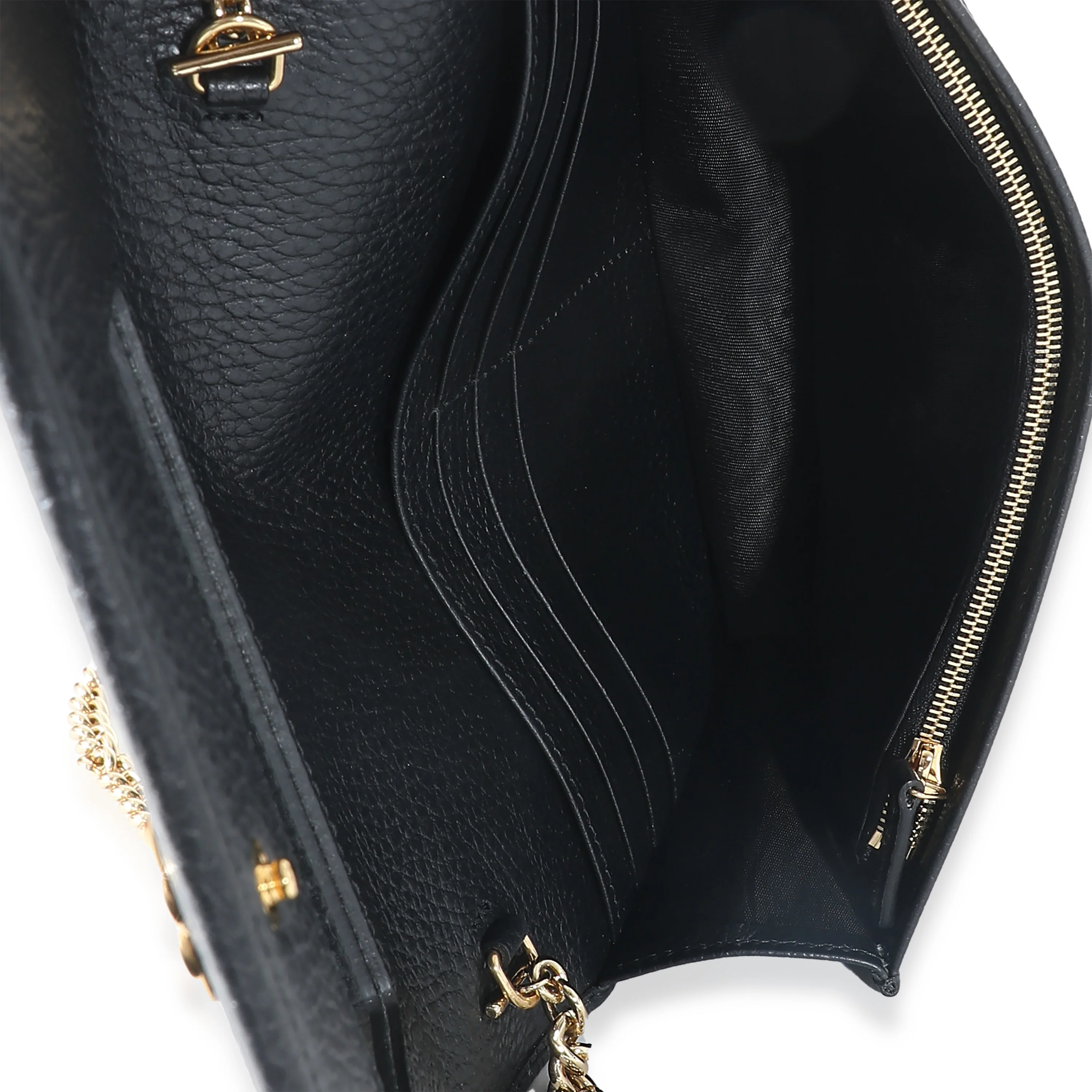 Gucci Black Textured Leather GG Marmont Mini Chain Bag - Image 9