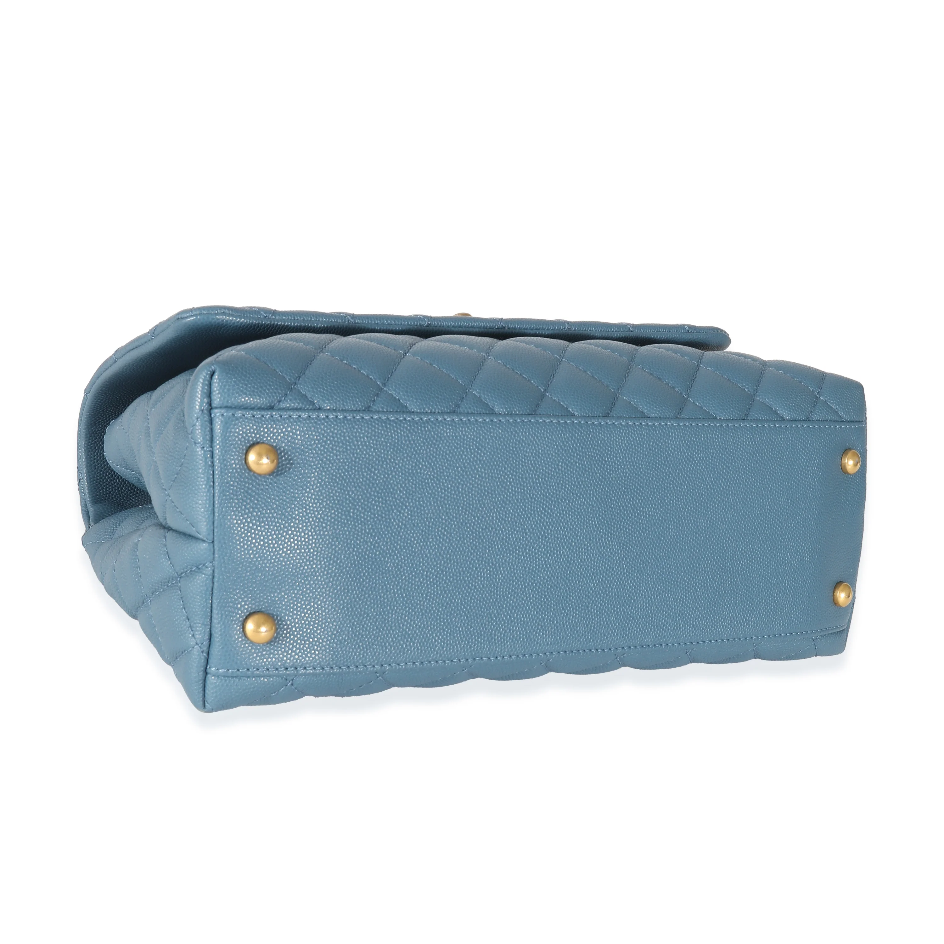 Chanel Blue Quilted Caviar Medium Coco Top Handle - Image 4
