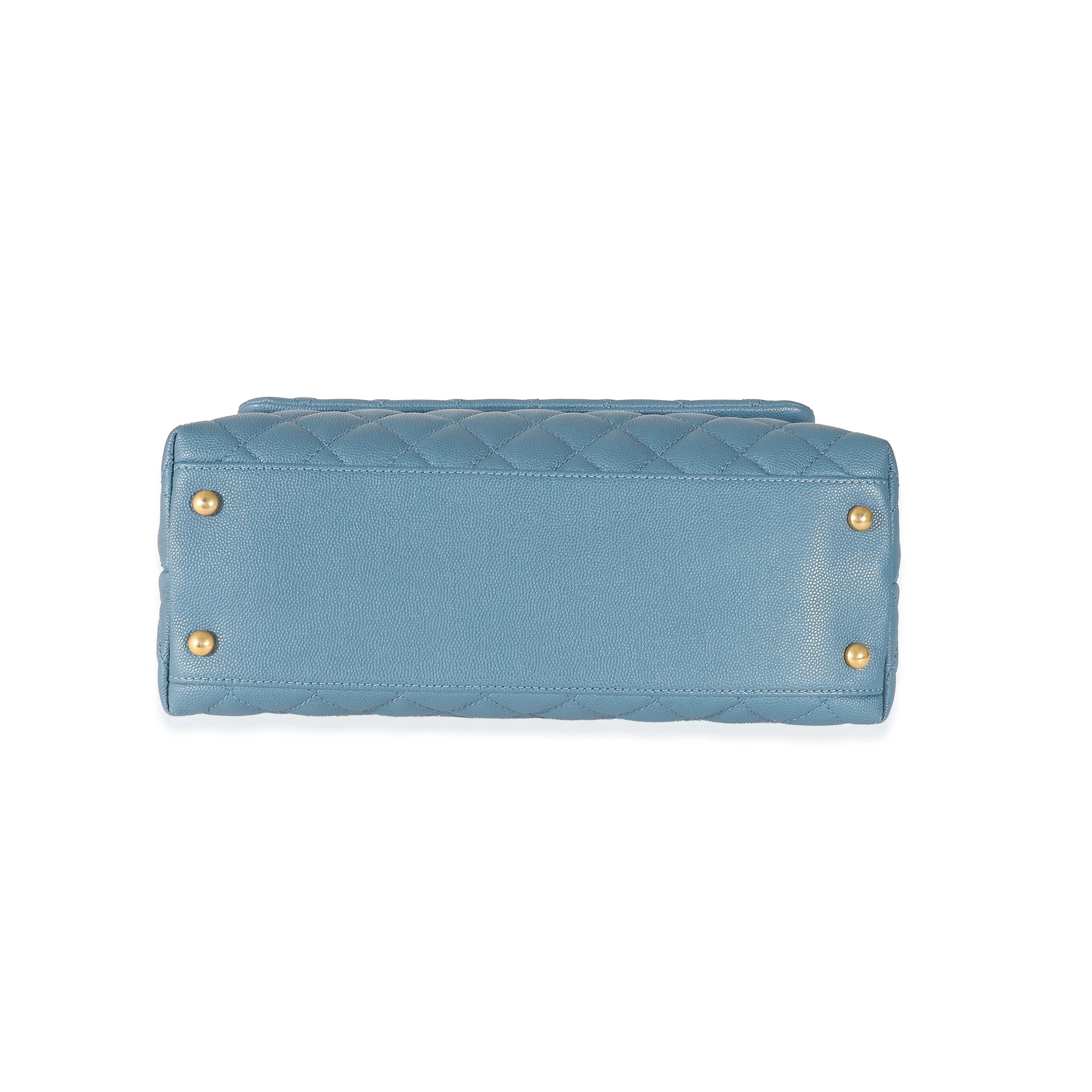 Chanel Blue Quilted Caviar Medium Coco Top Handle - Image 7