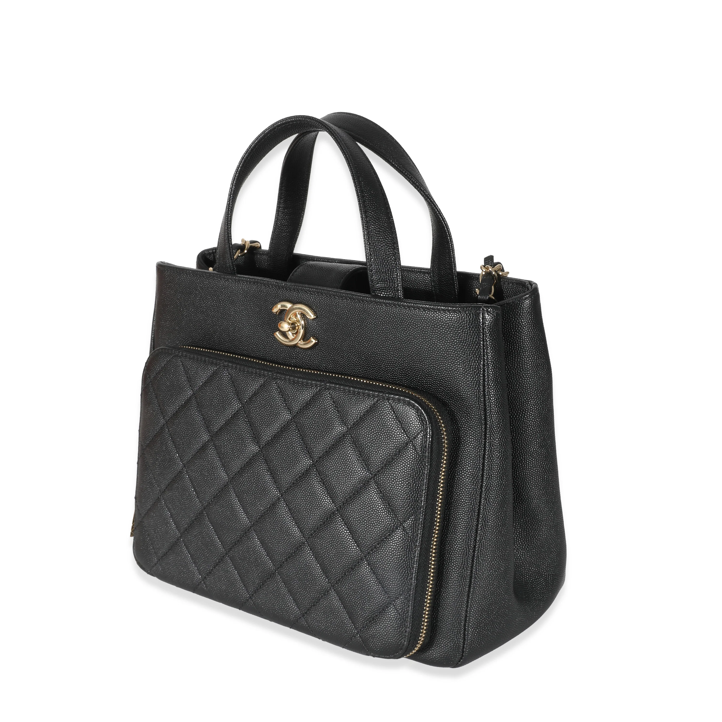 Chanel Black Quilted Caviar Small Business Affinity Tote - Image 2