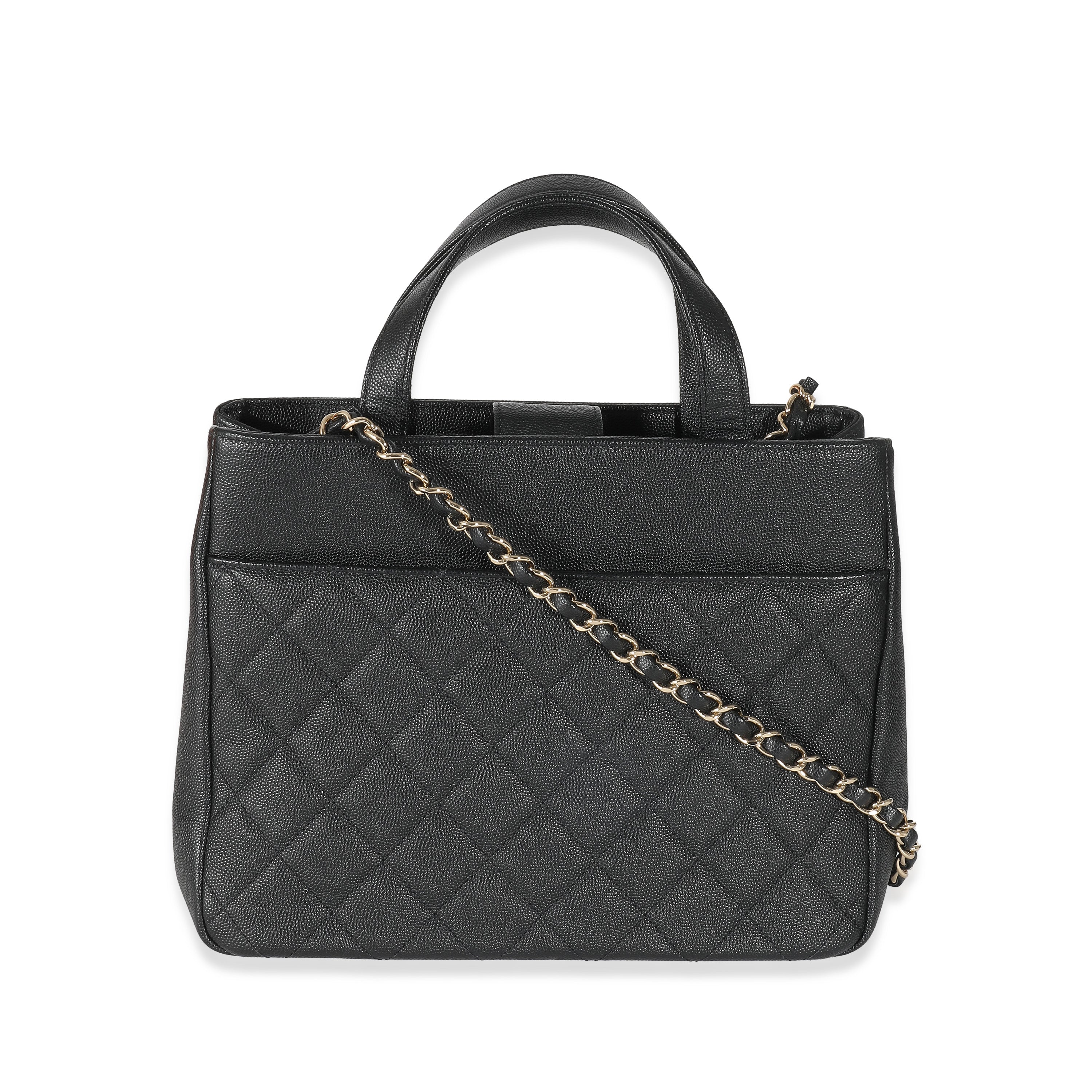 Chanel Black Quilted Caviar Small Business Affinity Tote - Image 5