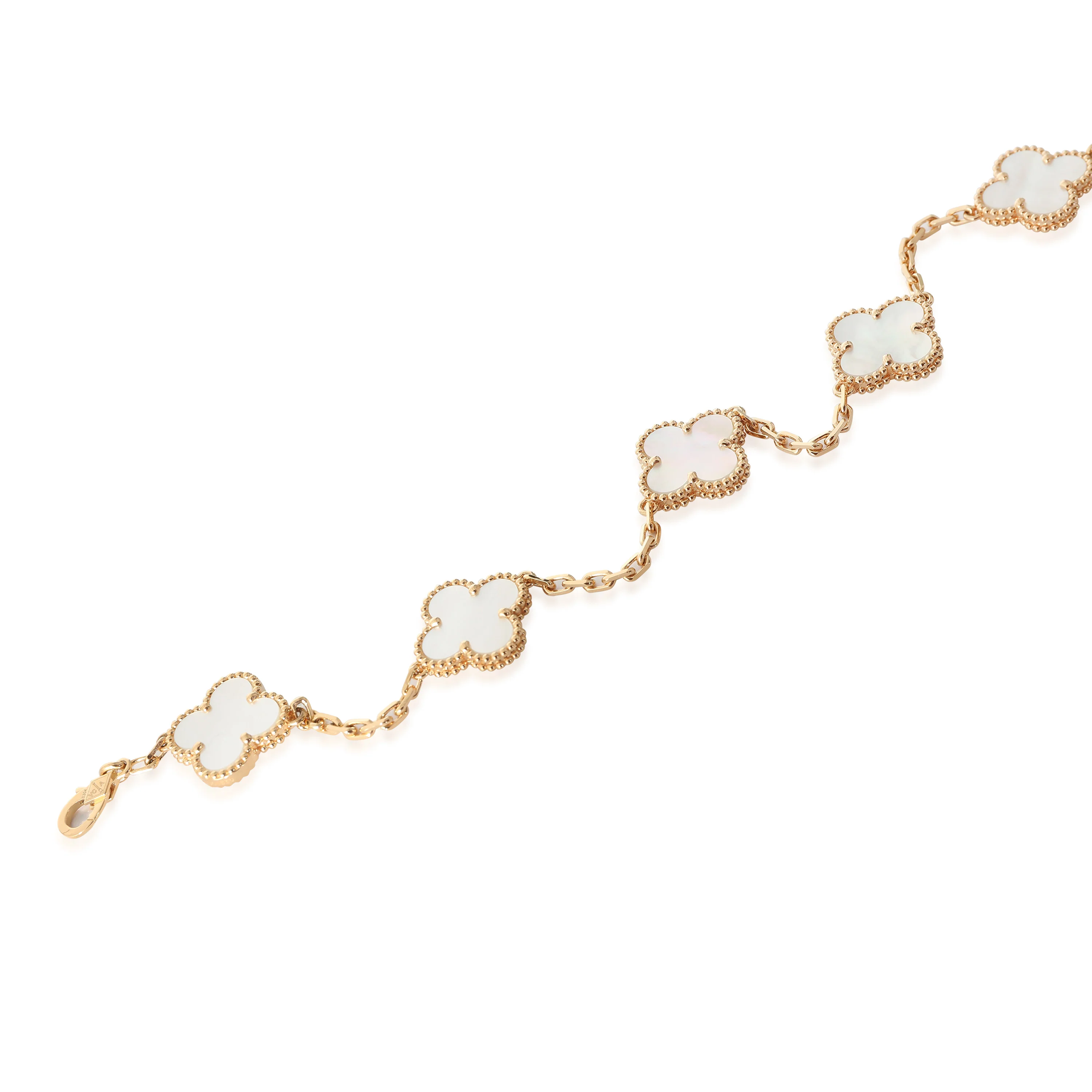 Van Cleef & Arpels Vintage Alhambra Mother Of Pearl Bracelet in 18K Yellow Gold - Image 2