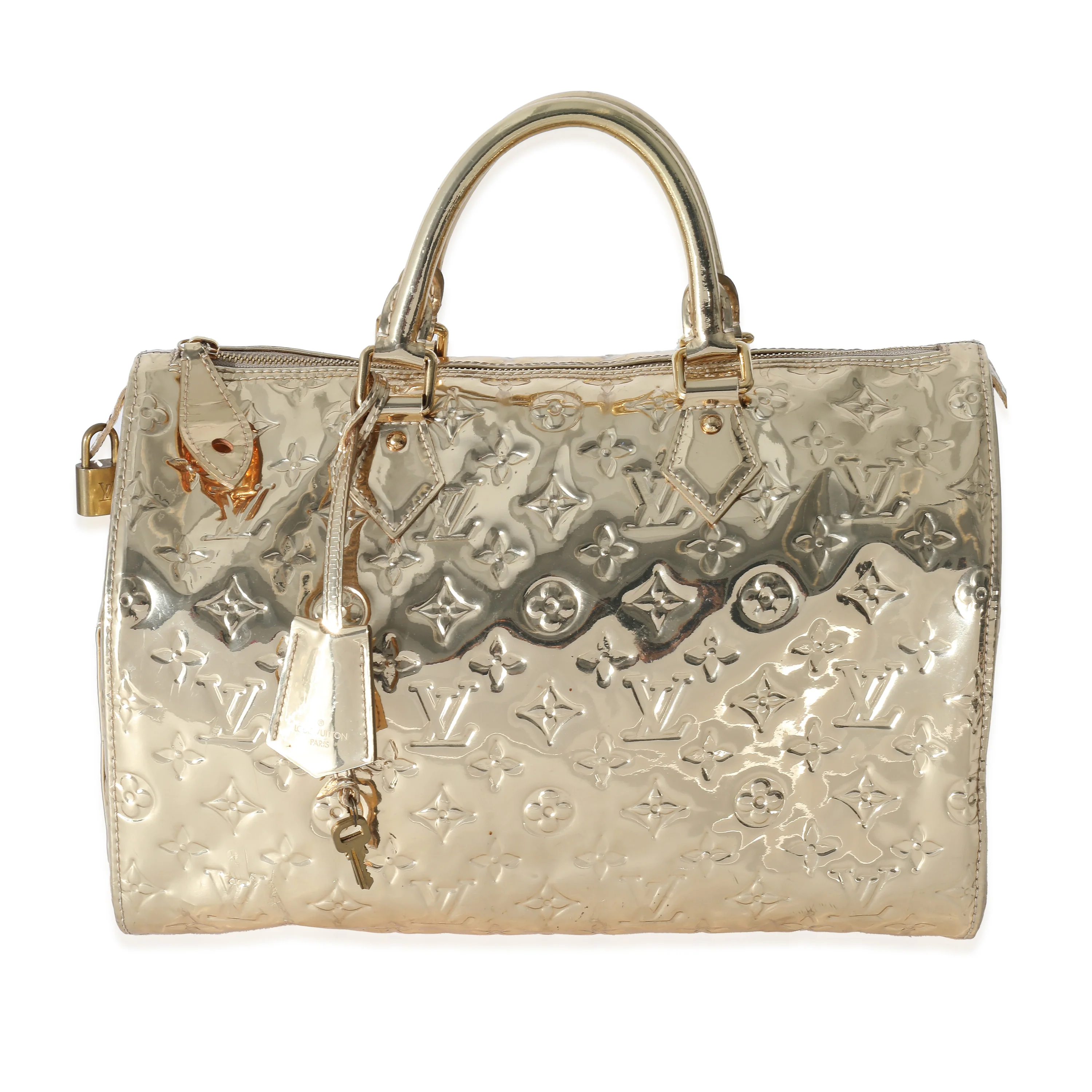 Louis Vuitton Gold Monogram Miroir Vinyl Speedy 30