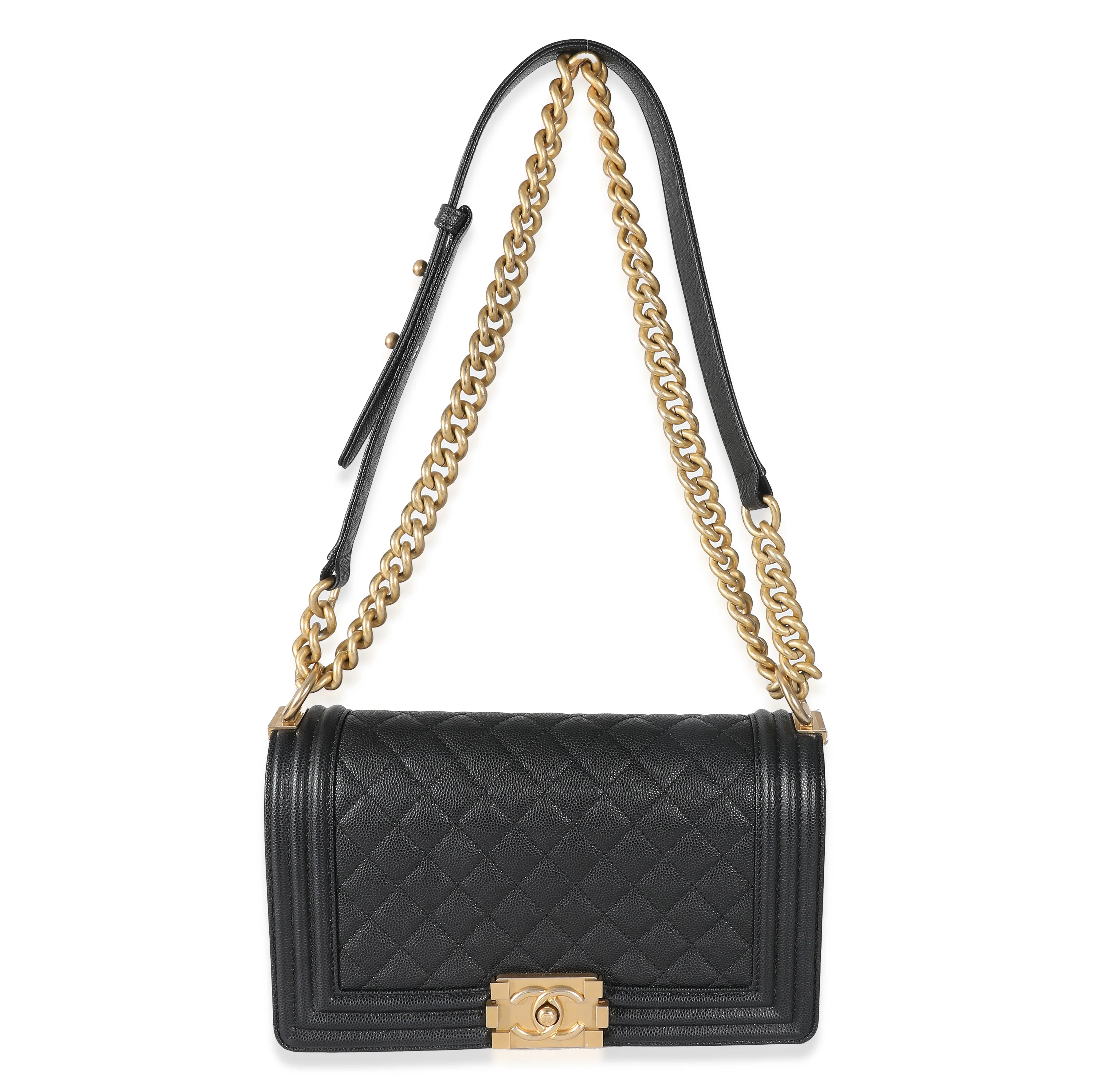 Chanel Black Quilted Caviar Medium Boy Bag - Image 8