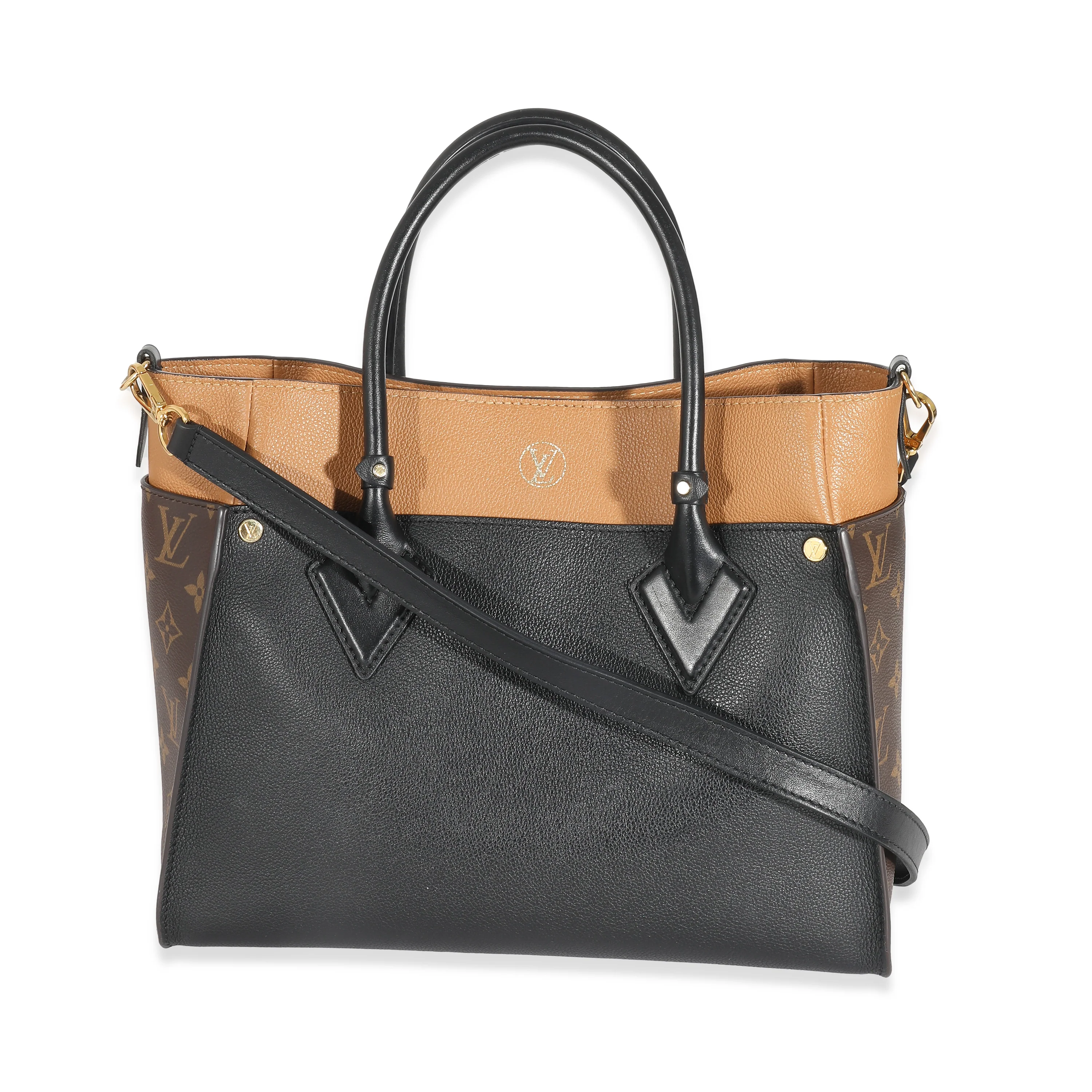 Louis Vuitton Black Calfskin Monogram Canvas On My Side MM - Image 4