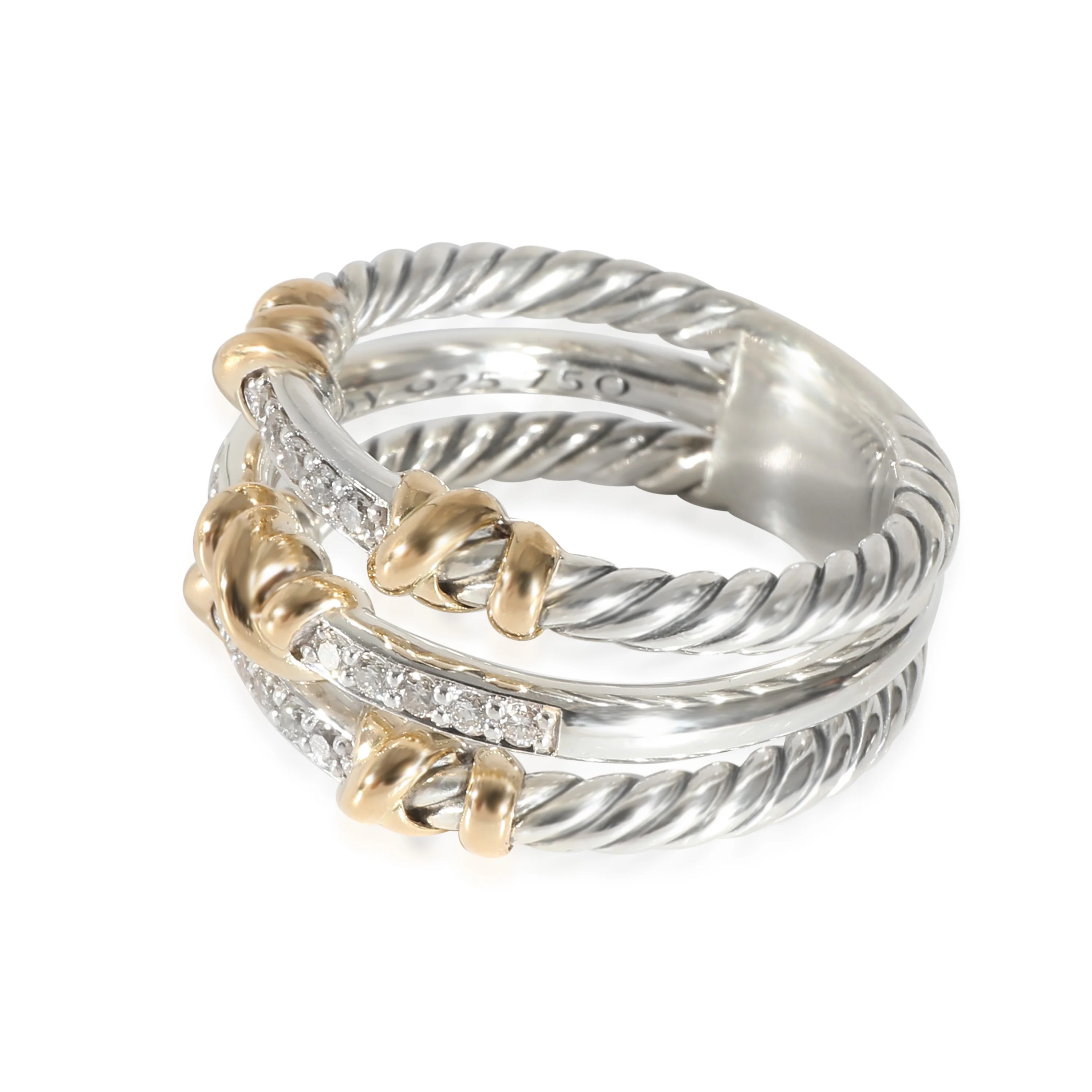 David Yurman Helena Ring in 18k Yellow Gold/Sterling Silver 0.21 Ctw - Image 2
