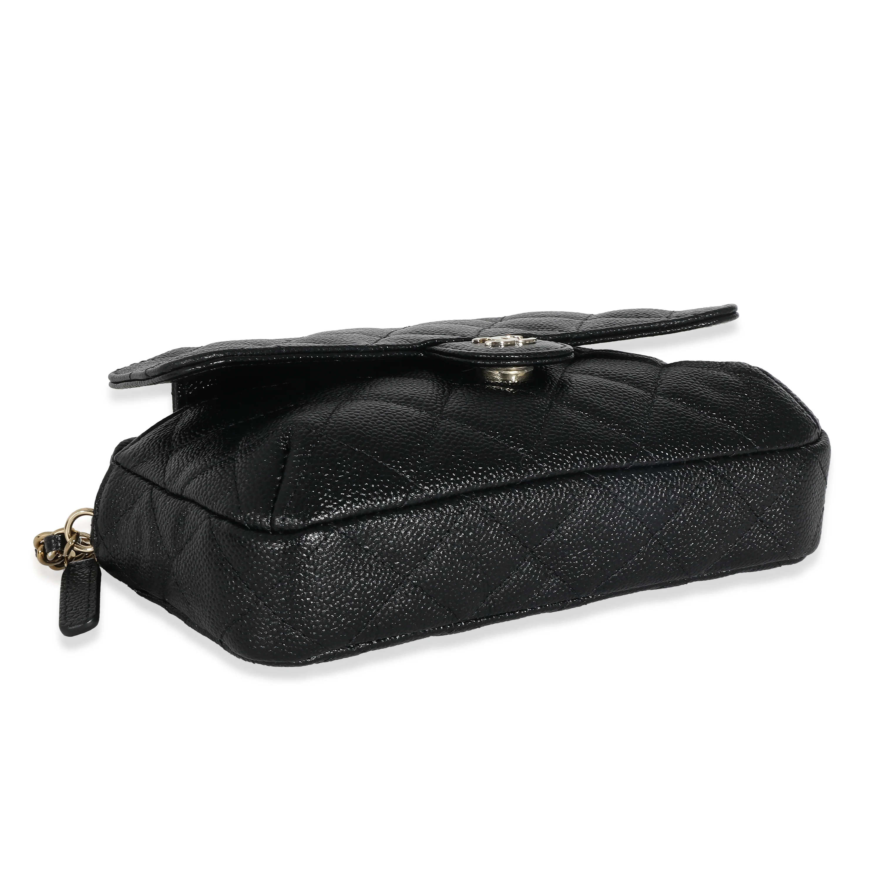 Chanel 22K Black Quilted Caviar Multicolor Nylon Foldable Tote - Image 8