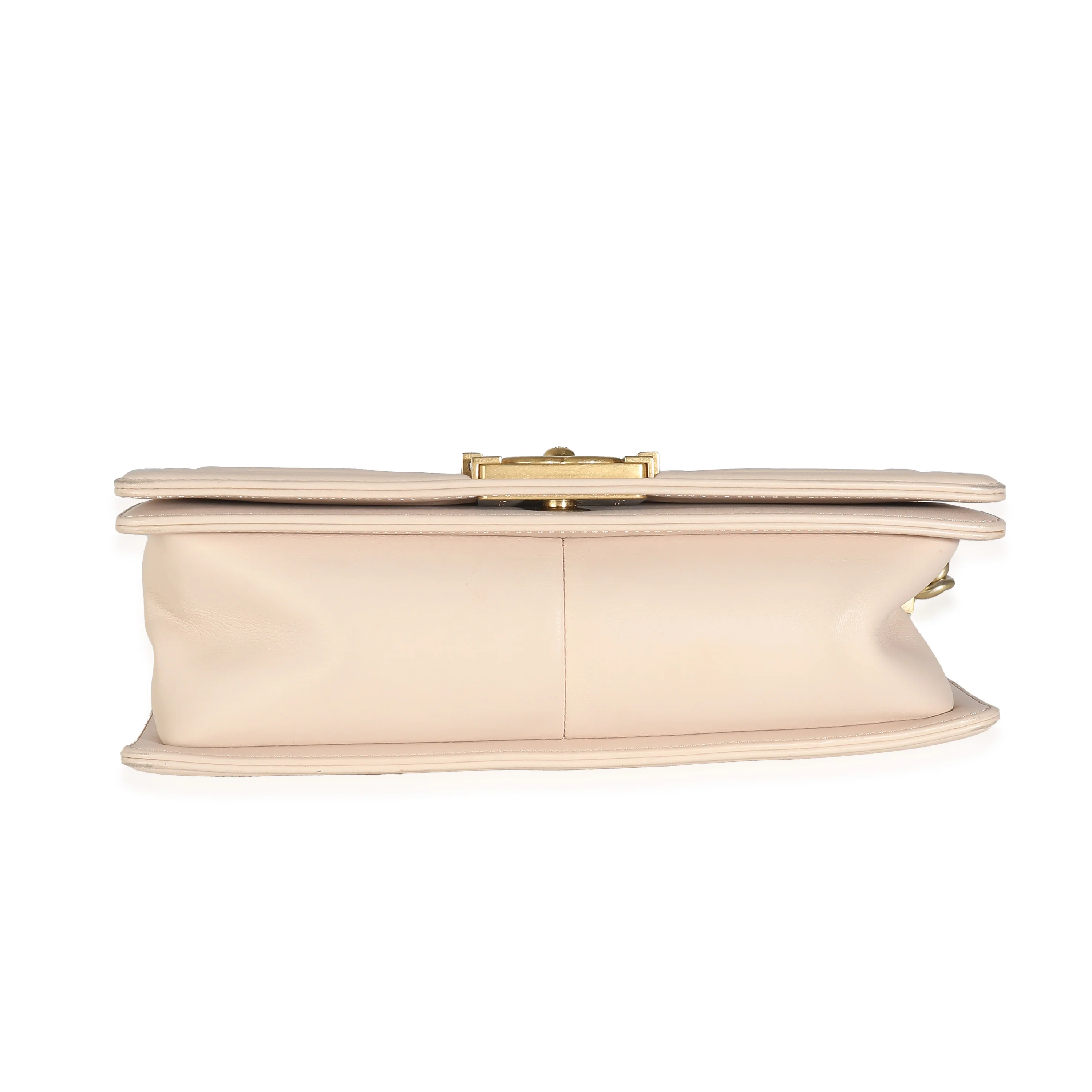 Beige Caviar Suede Calfskin Chevron Medium Boy Handbag - Image 6
