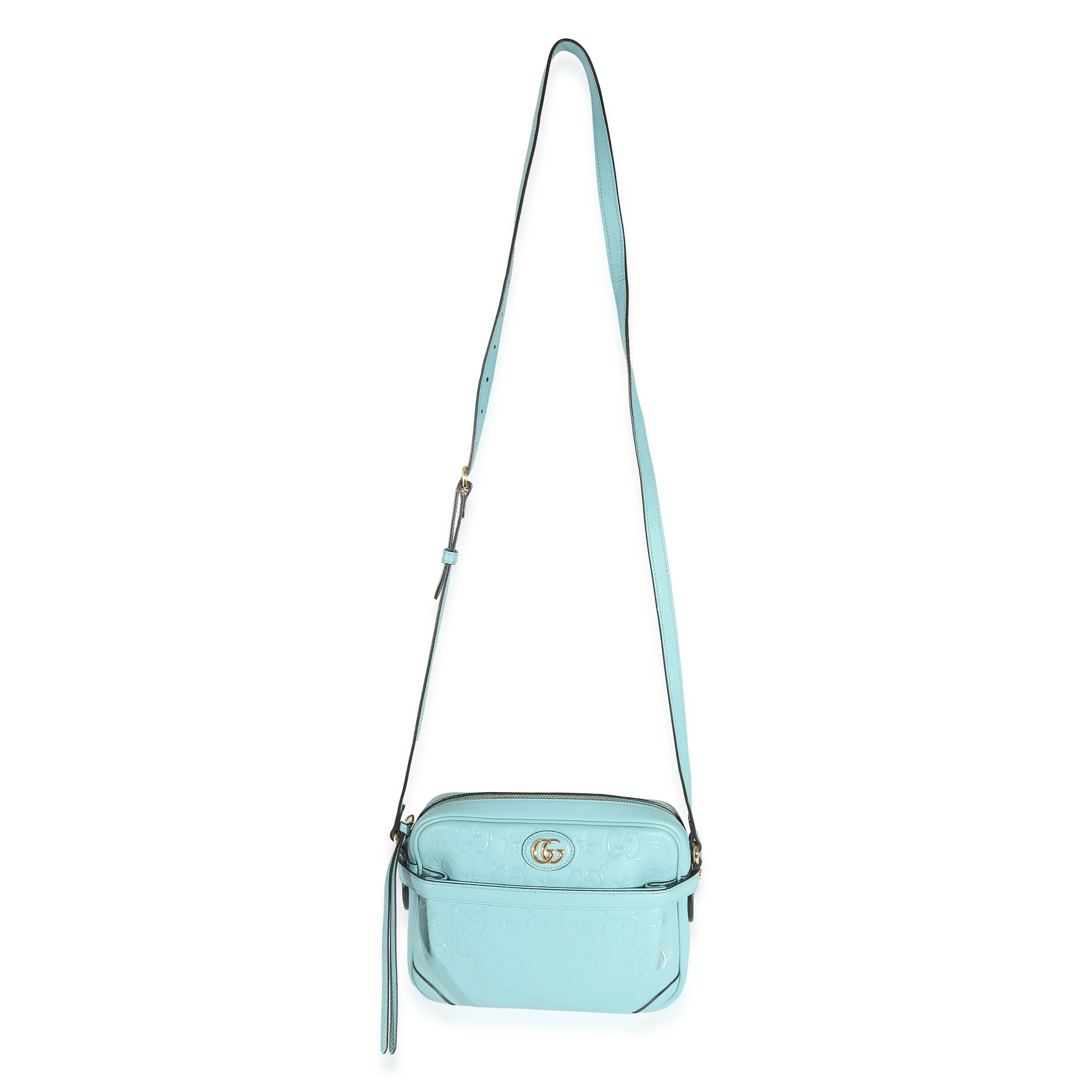 Gucci Blue Wonka Grain Calfskin GG Monogram Star Embossed Shoulder Bag - Image 8