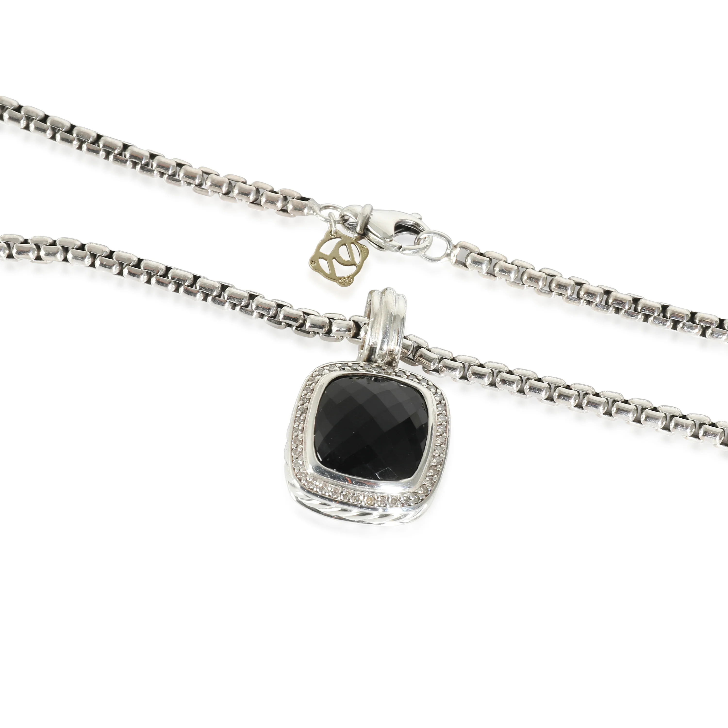 Albion Onyx Pendant on a Box Chain in  Sterling Silver 0.25 CTW - Image 3