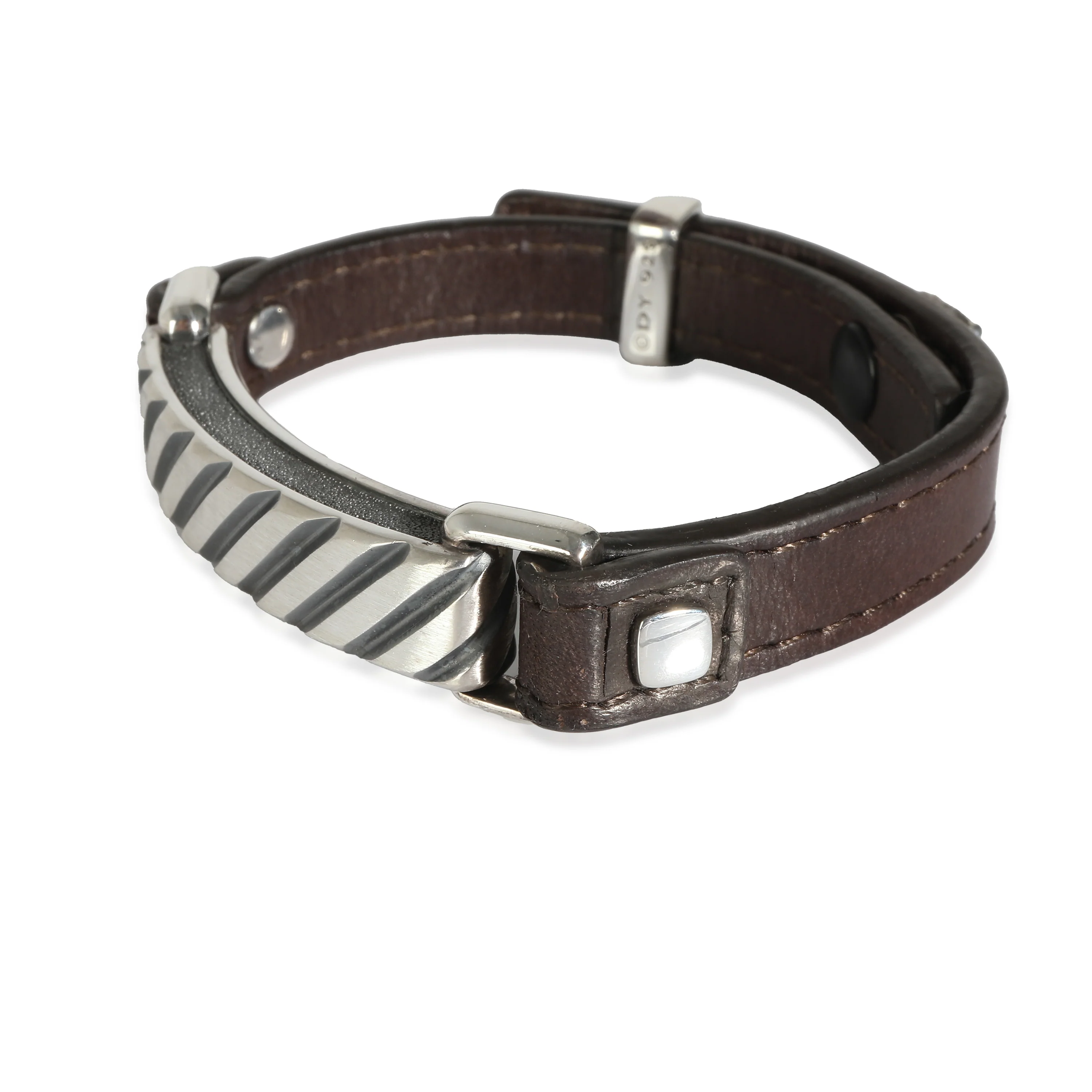 David Yurman Modern Cable Leather ID Bracelet in Sterling Silver - Image 2