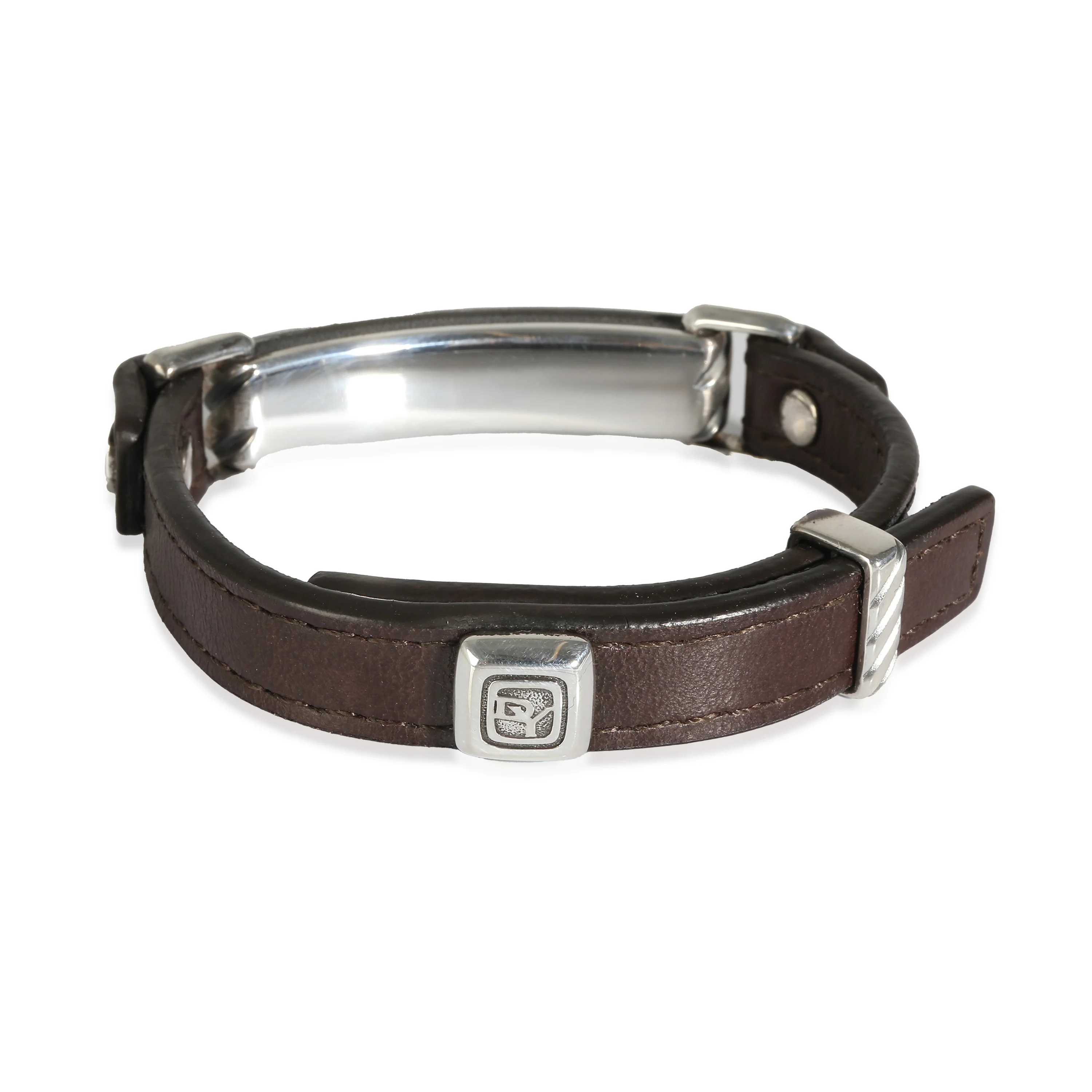 David Yurman Modern Cable Leather ID Bracelet in Sterling Silver - Image 3