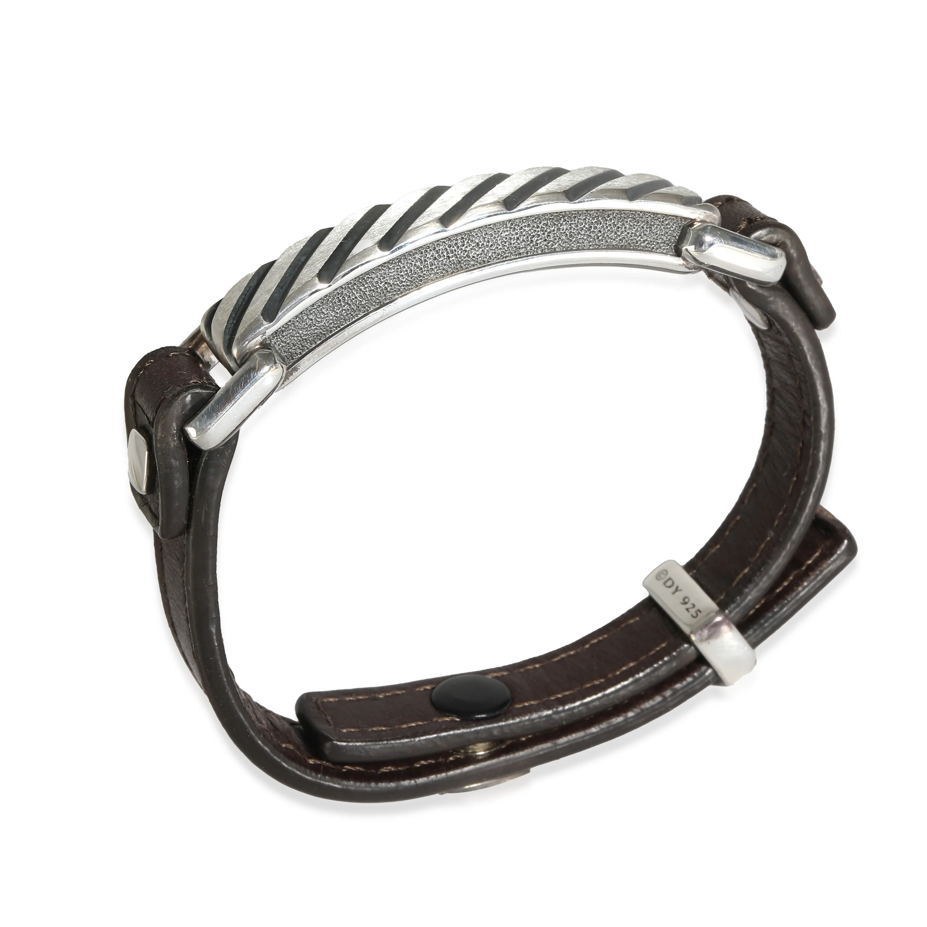 David Yurman Modern Cable Leather ID Bracelet in Sterling Silver - Image 4