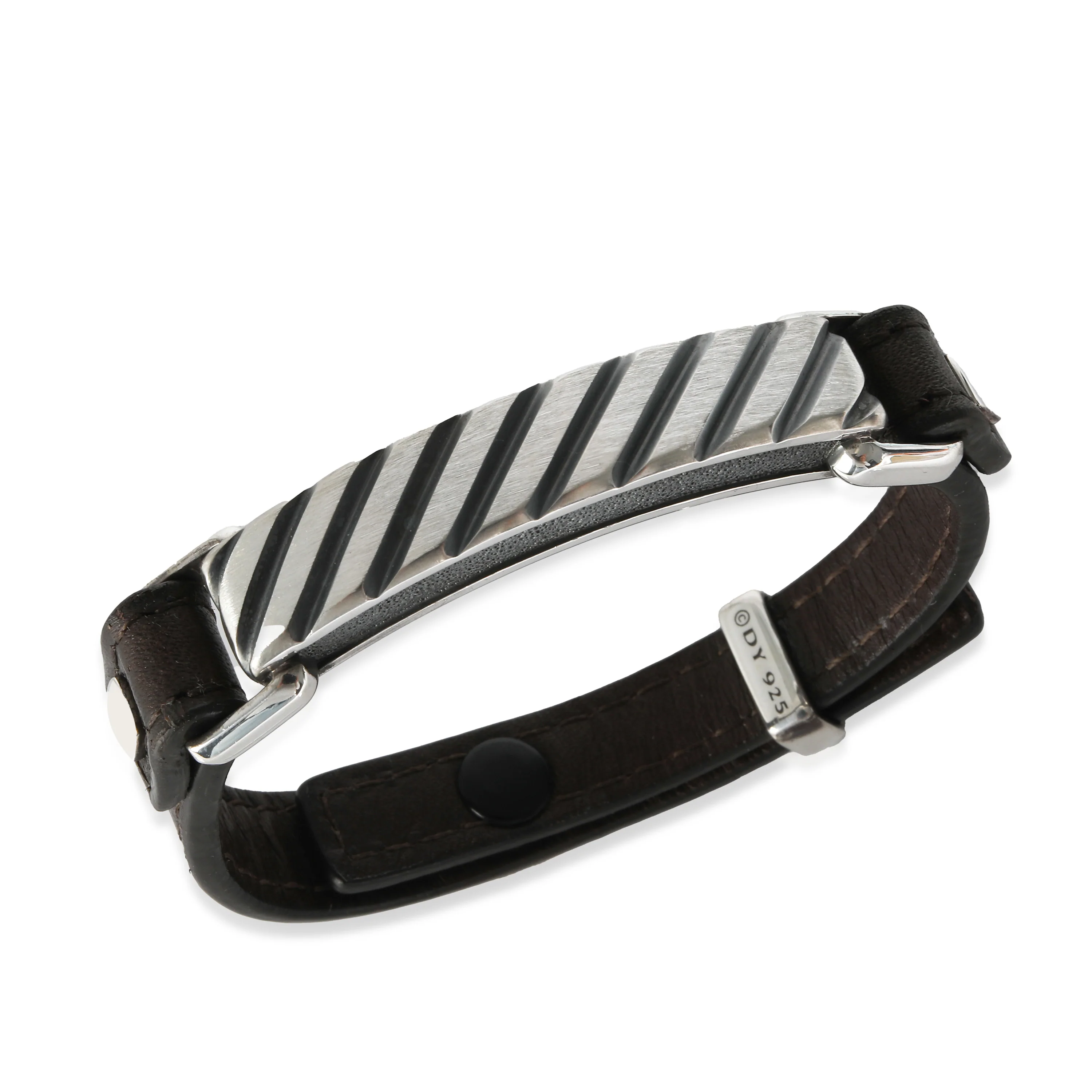 David Yurman Modern Cable Leather ID Bracelet in Sterling Silver - Image 5