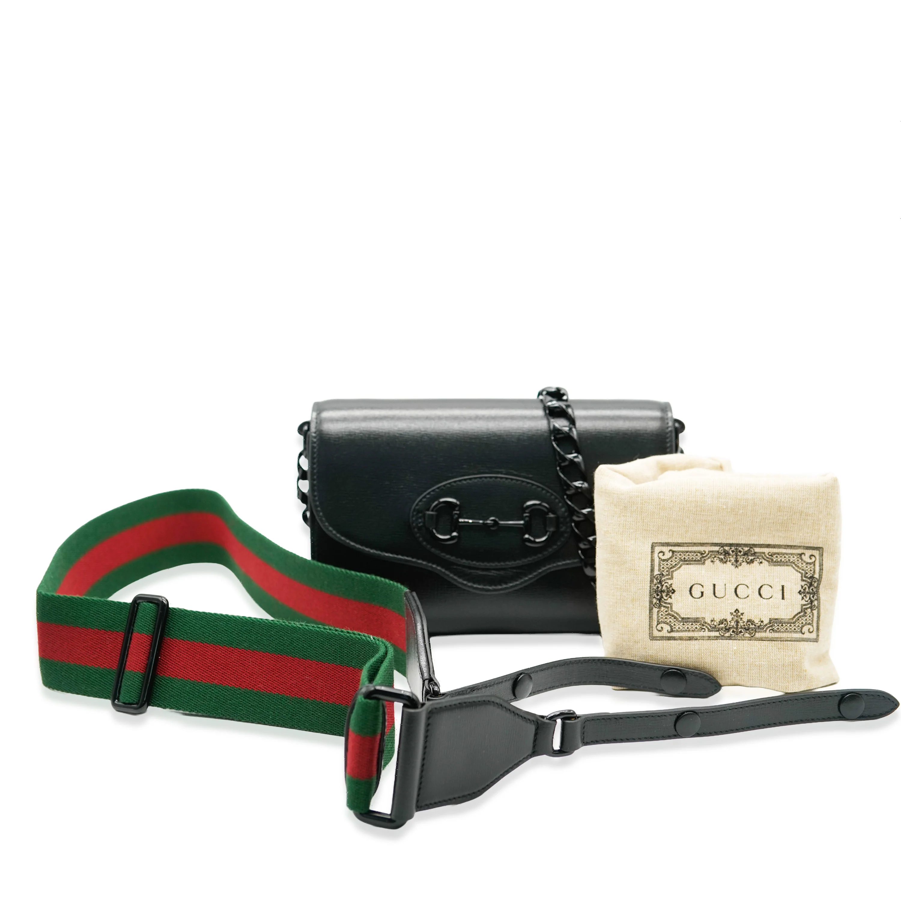 Gucci Black Monochrome Azalea Calfskin Mini 1955 Chain Bag - Image 8