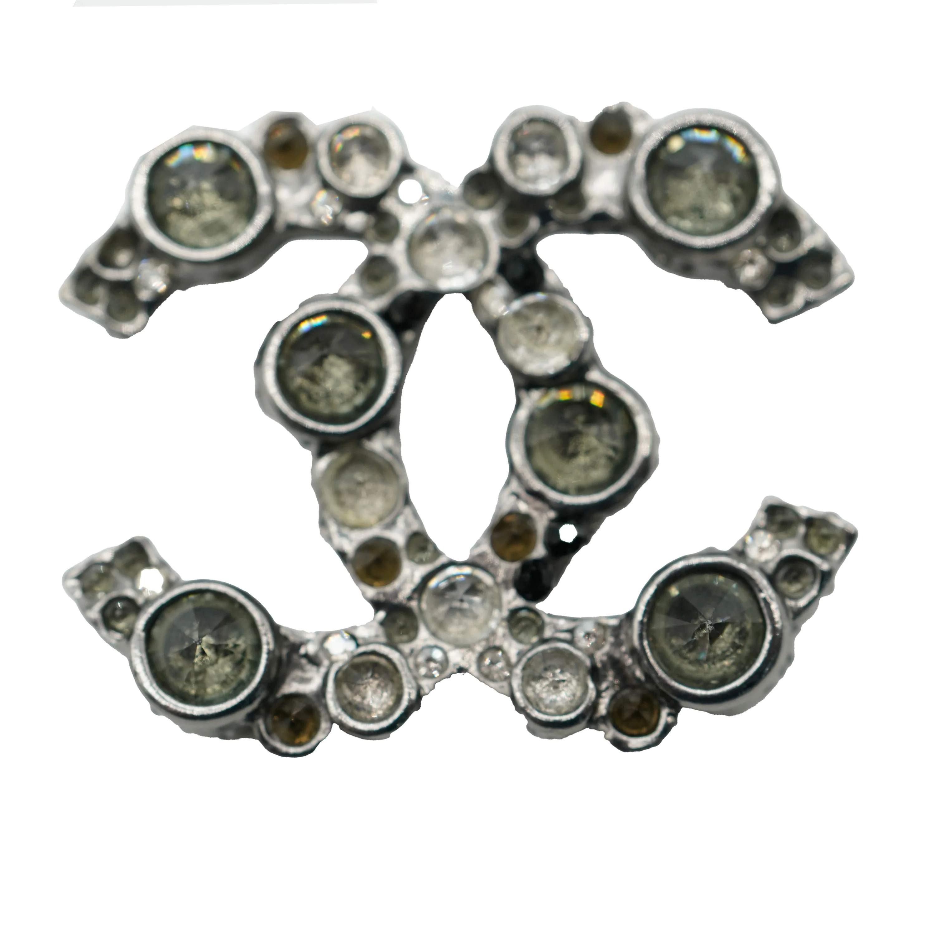 2012 Silver Tone Strass CC Brooch - Image 6