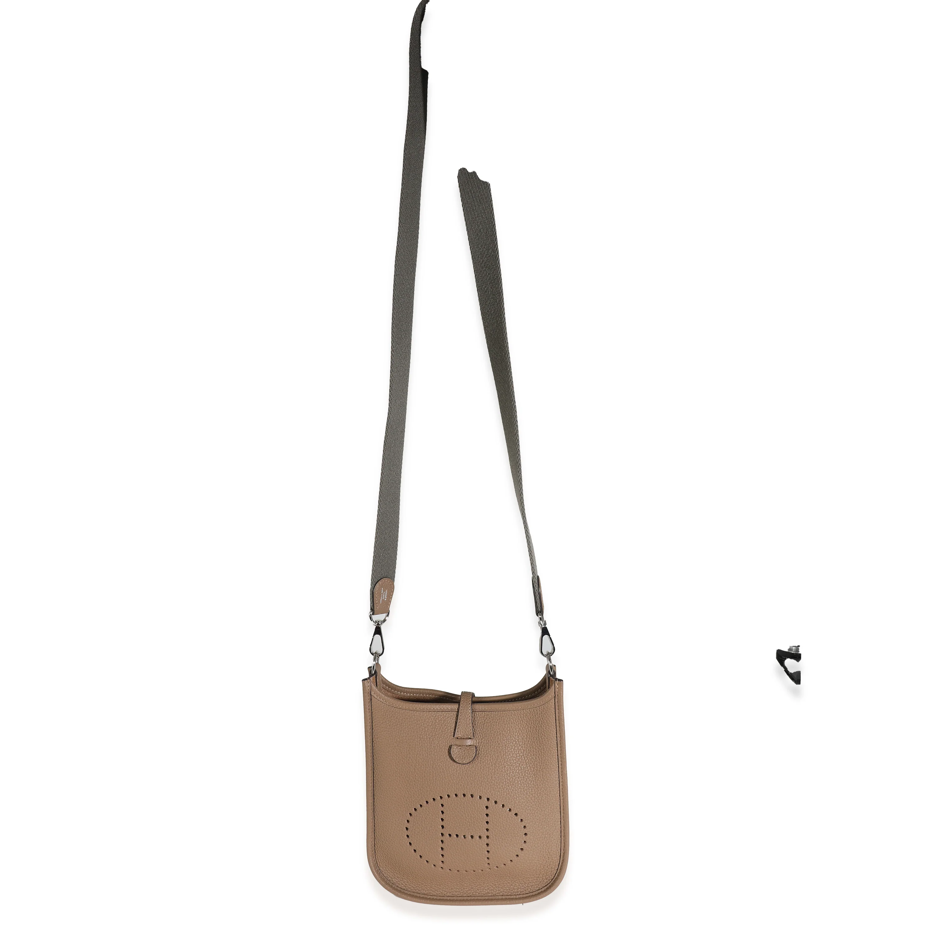 Hermès Gris Etain Beige De Weimar Maurice Mini Evelyne TPM 16 PHW - Image 8