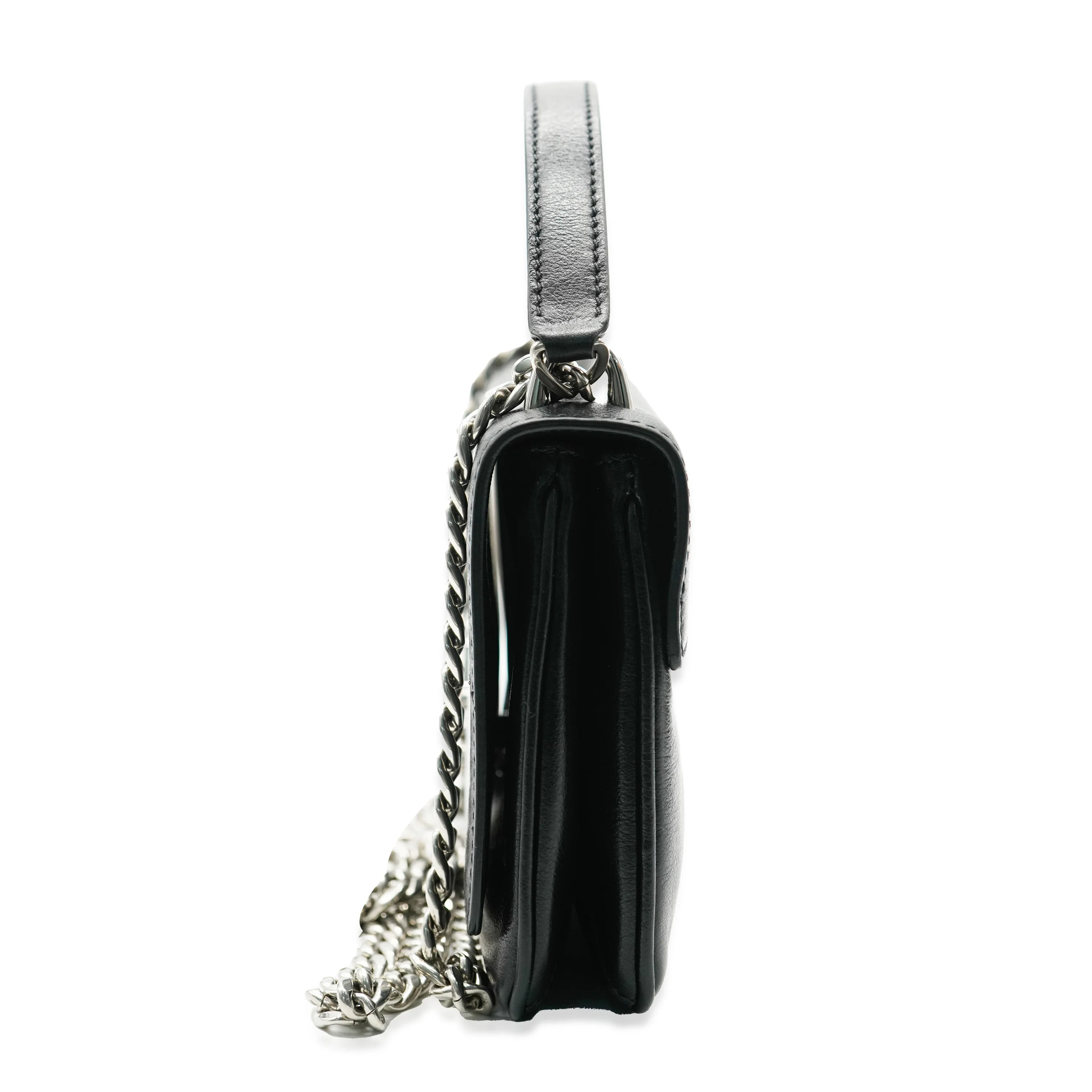 Black Calfskin Logo Flap Chain Crossbody - Image 7