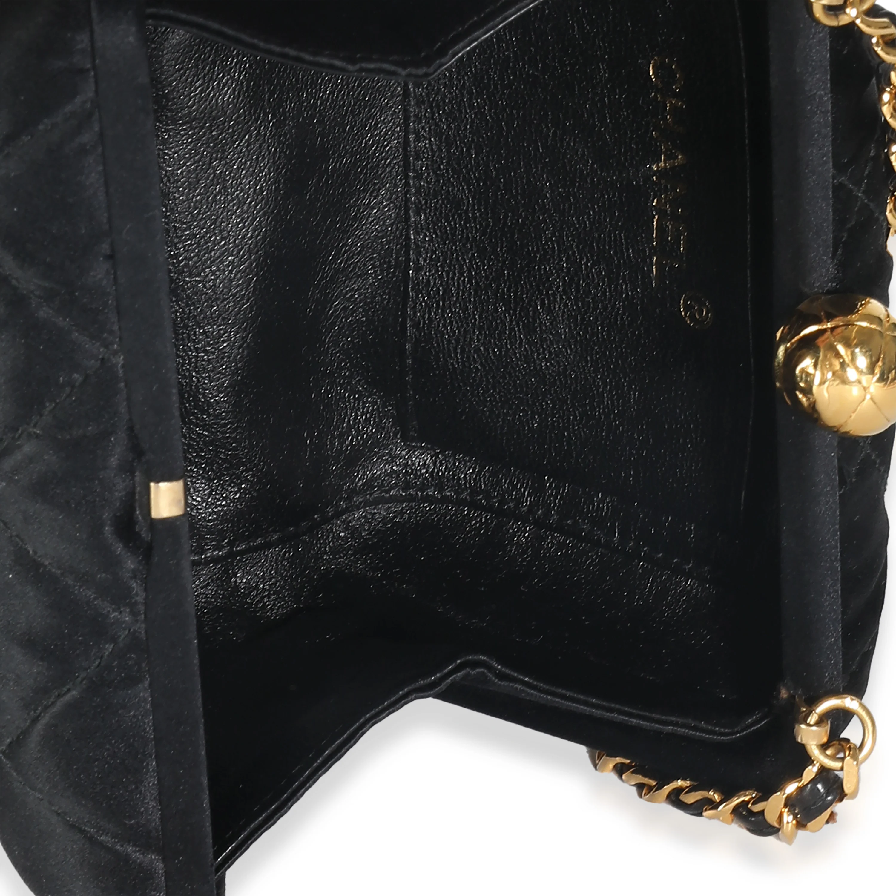 Black Quilted Satin CC Tassel Box Clutch - Image 8