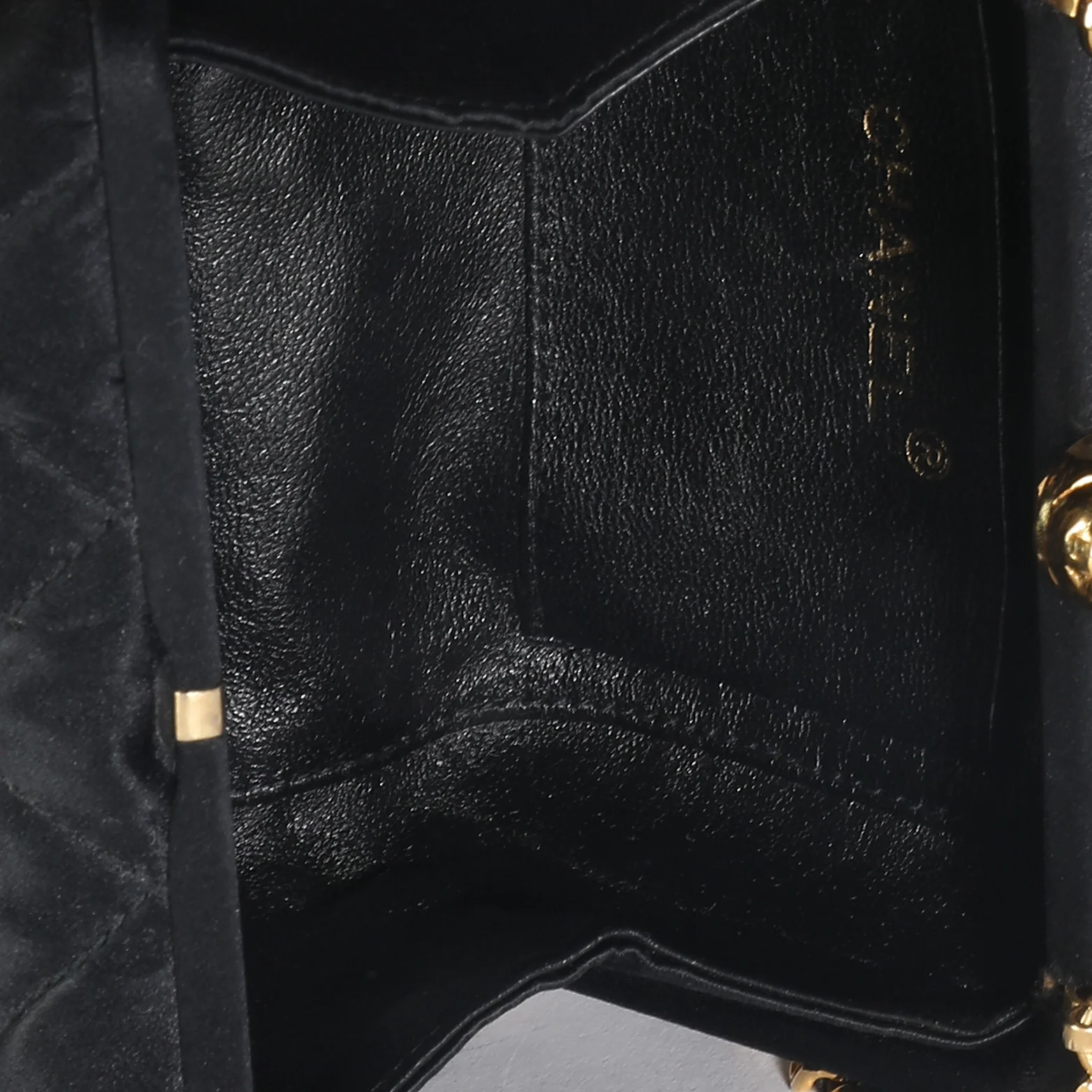 Black Quilted Satin CC Tassel Box Clutch - Image 9