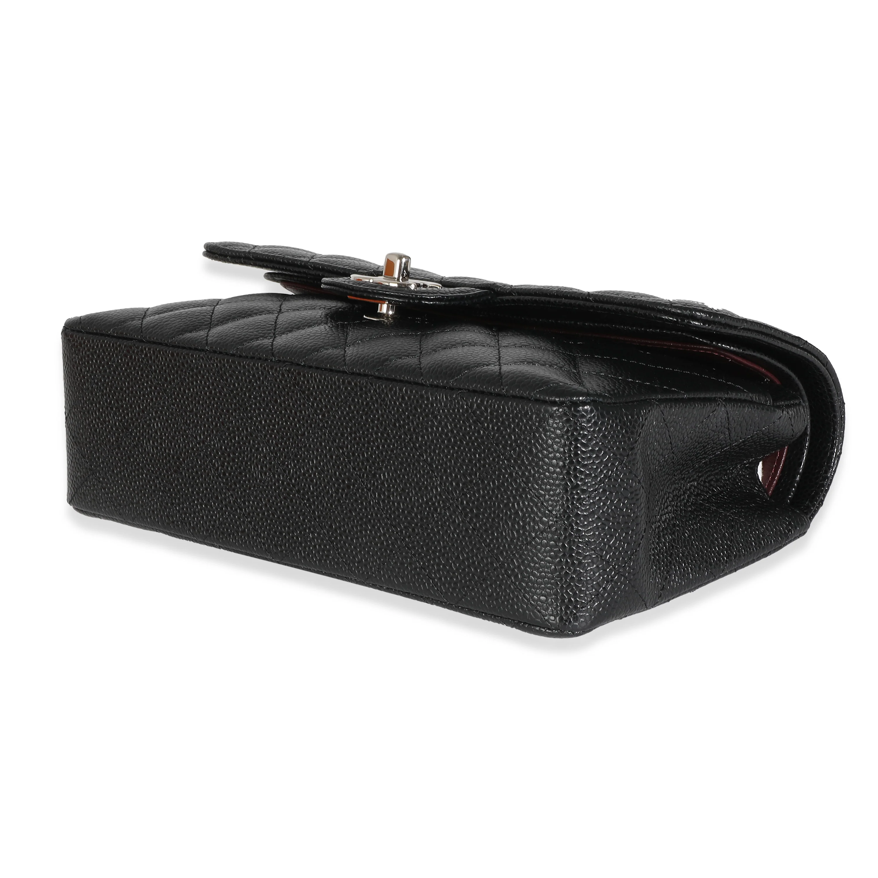 Black Quilted Caviar Small Classic Double Flap Handbag - Image 6