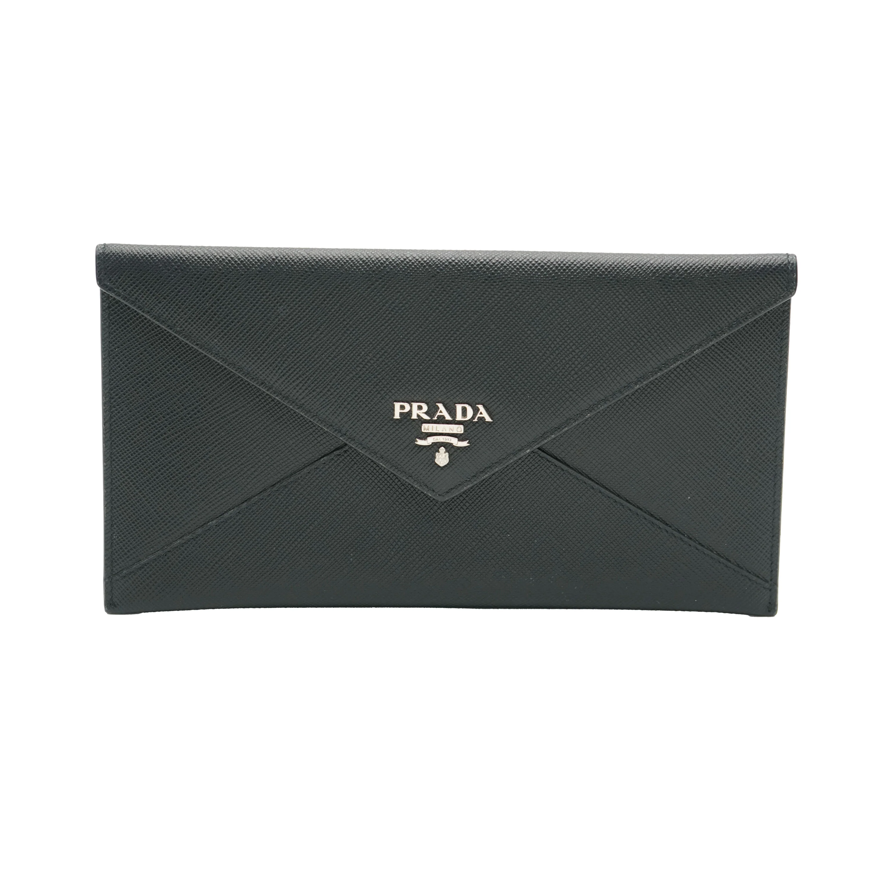 Black Saffiano Envelope Slim Wallet