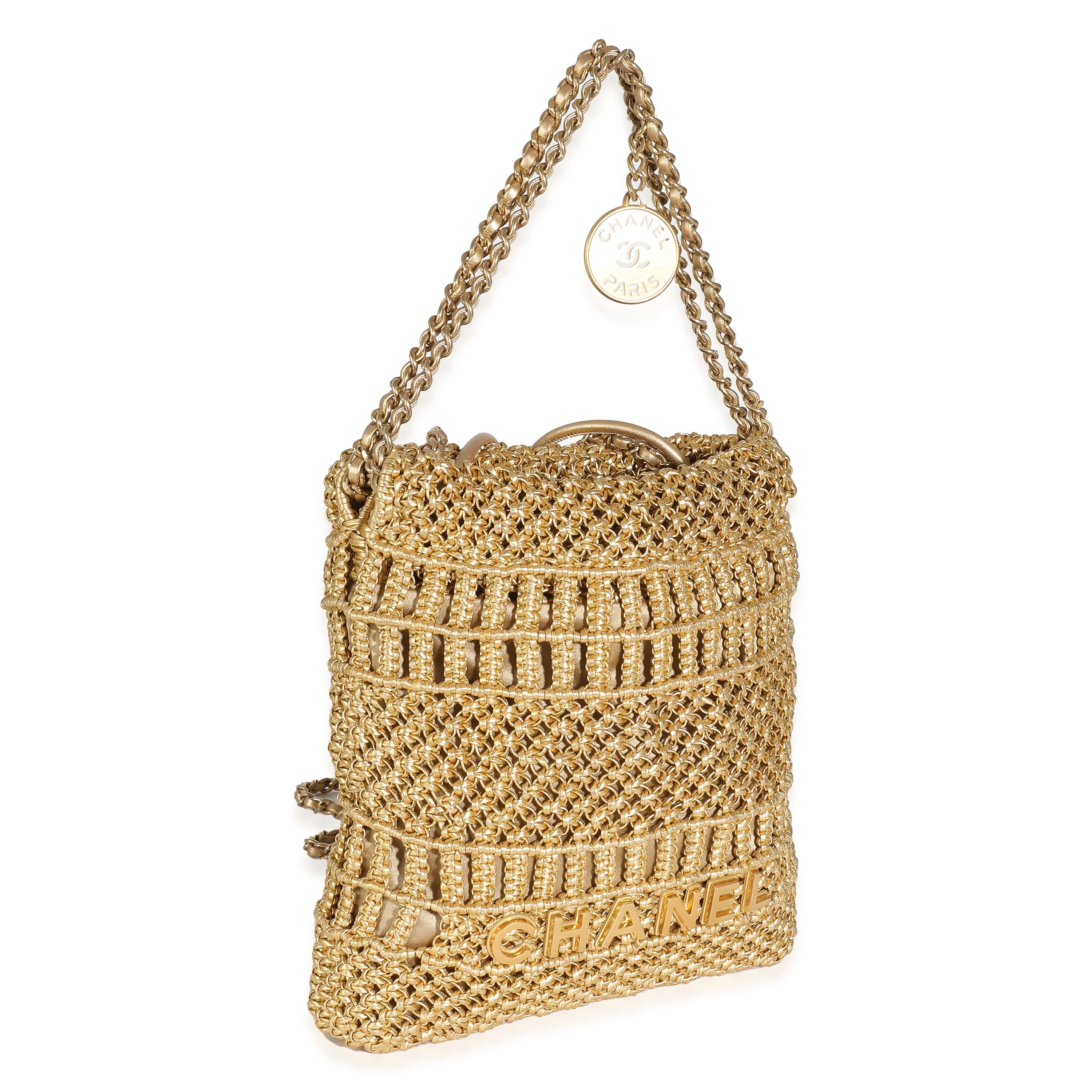 Chanel Métiers dart Gold Macrame Calfskin Mini Chanel 22 Hobo - Image 3