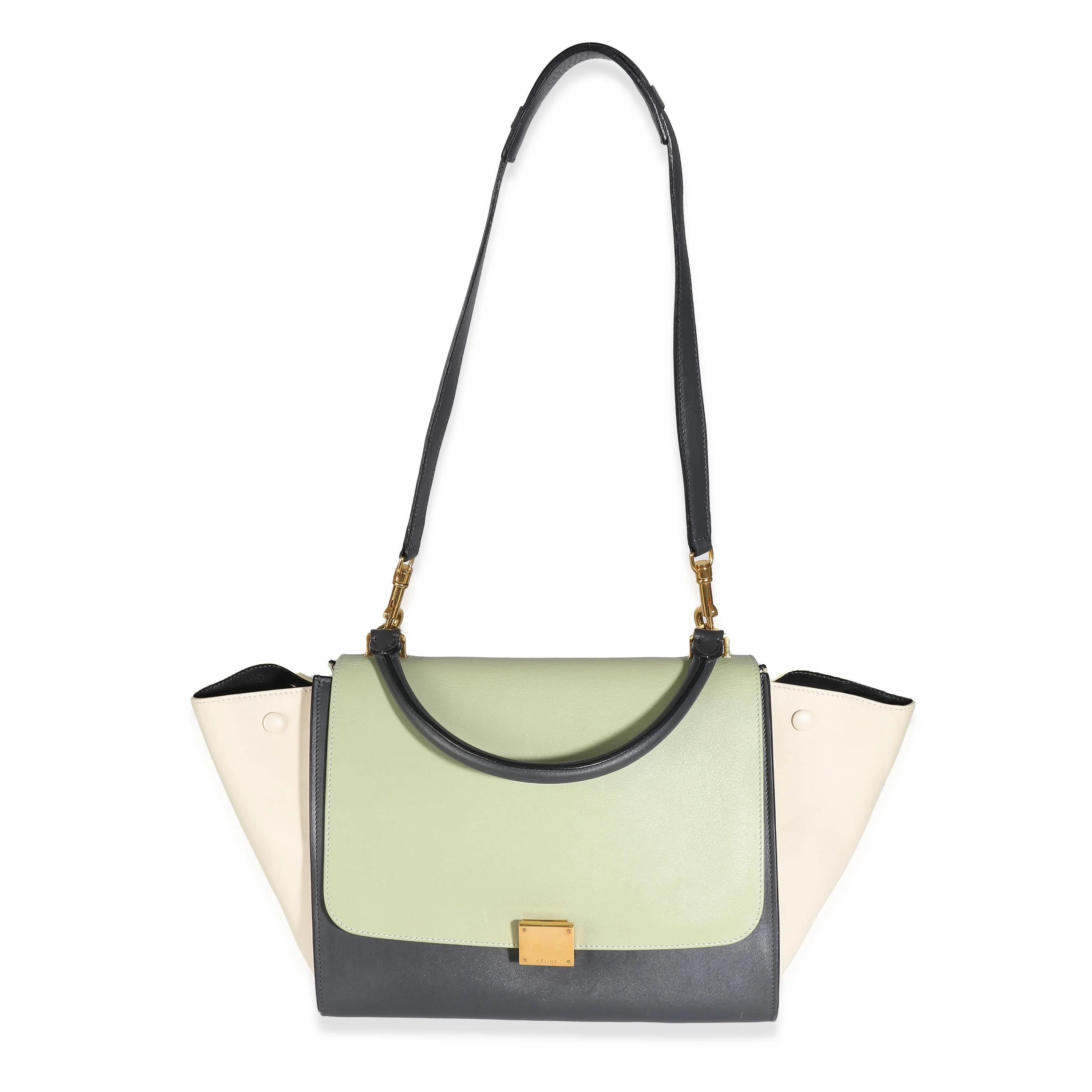 Celine Grey Green Beige Tricolor Calfskin Small Trapeze - Image 8