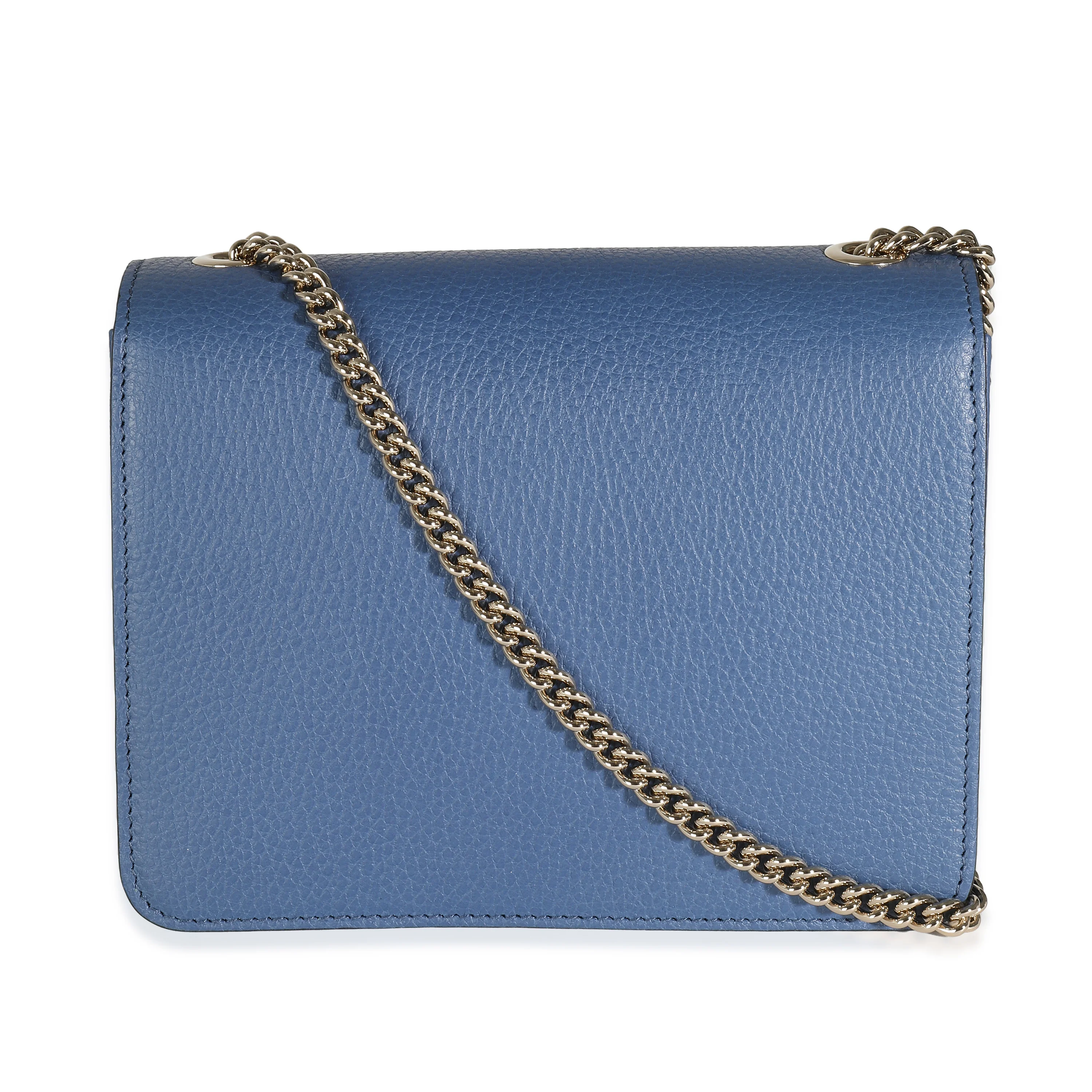 Gucci Blue Dollar Calfskin Small Interlocking G Chain Bag - Image 4