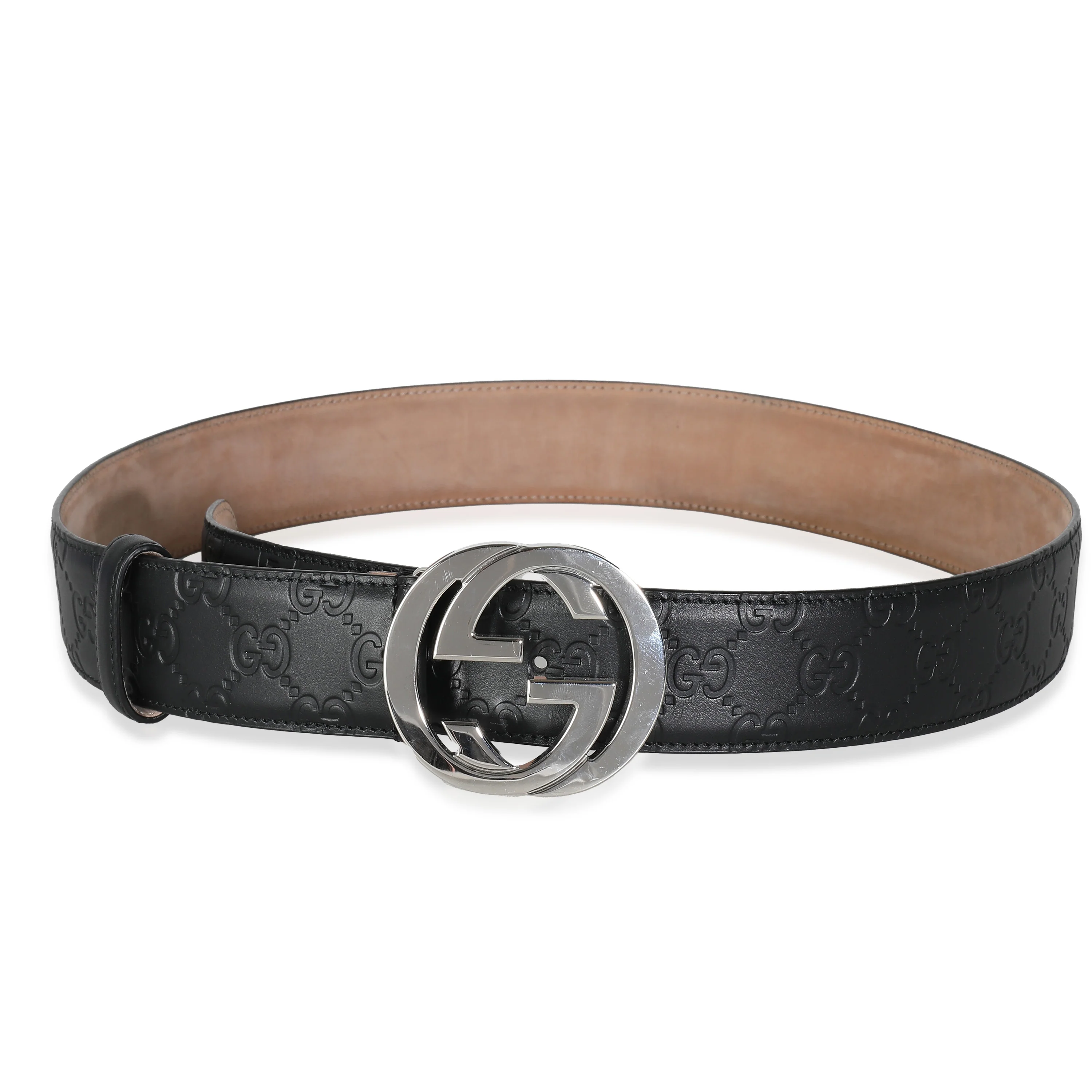 Gucci Black Guccissima Interlocking G Signature Belt 90/36