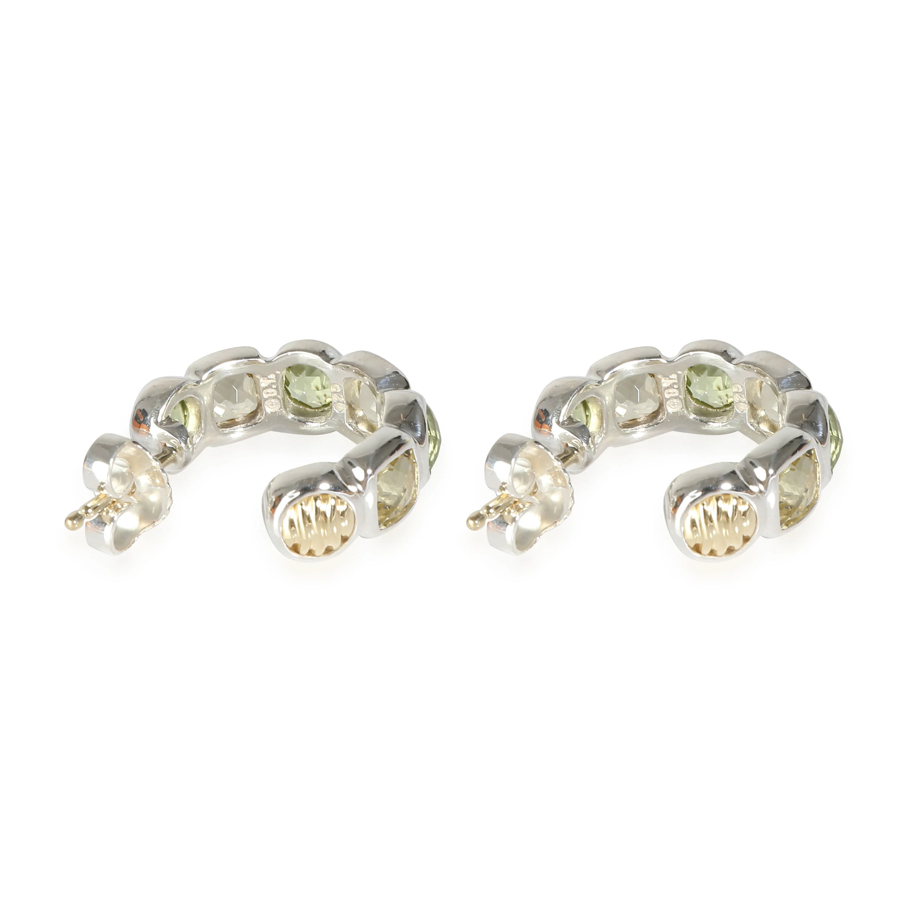 Chiclet Hoop Peridot & Praisolite Earrings in  Sterling Silver - Image 5
