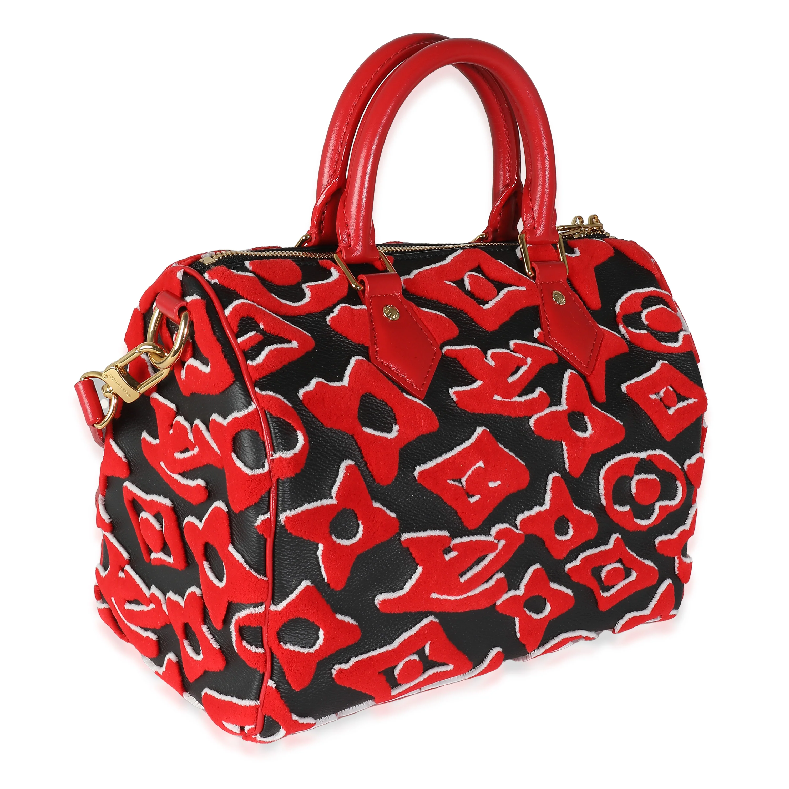 x UF Black Red Tufted Monogram Speedy Bandouliere 25 - Image 3