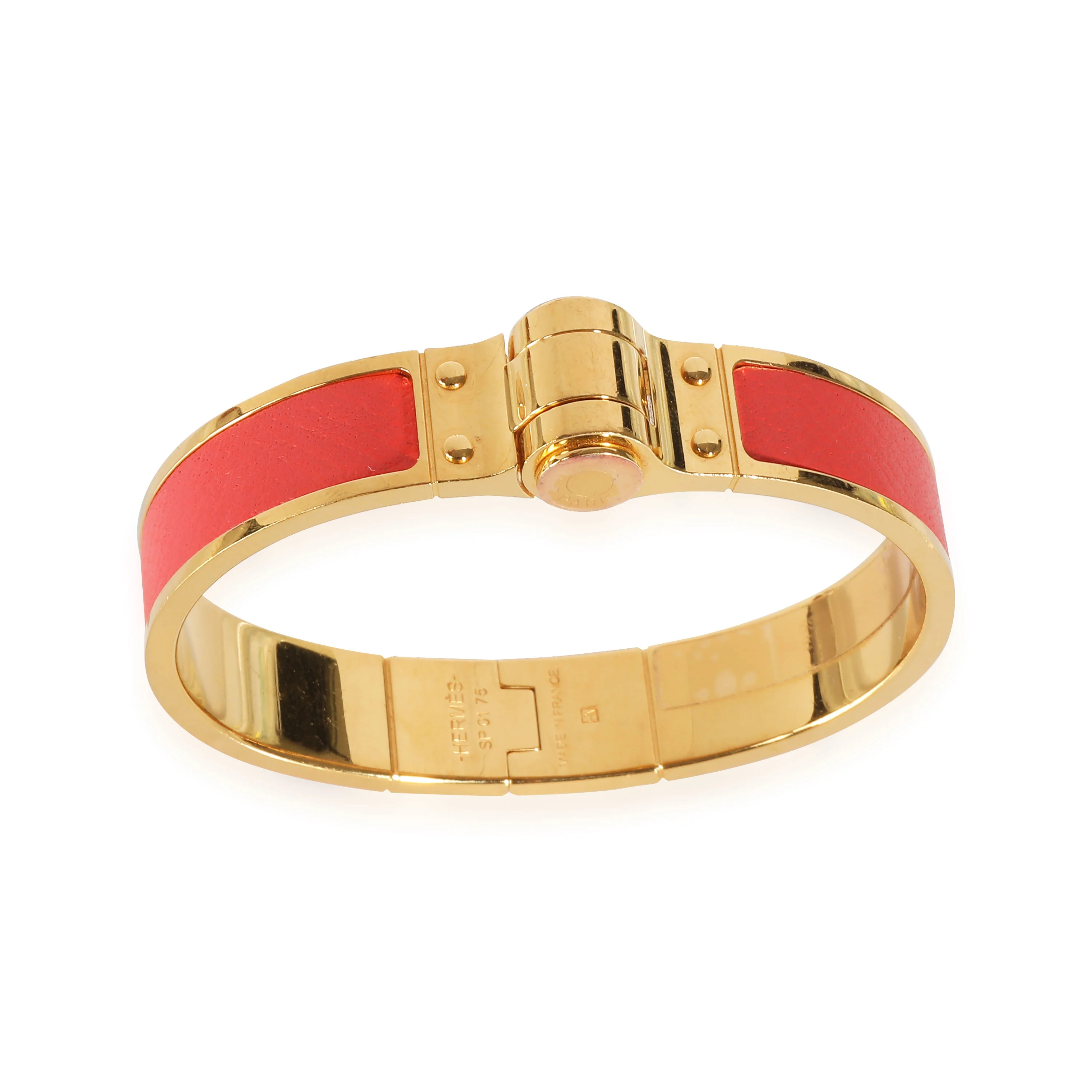 Hinges Bangle with Coral Leather - Image 5