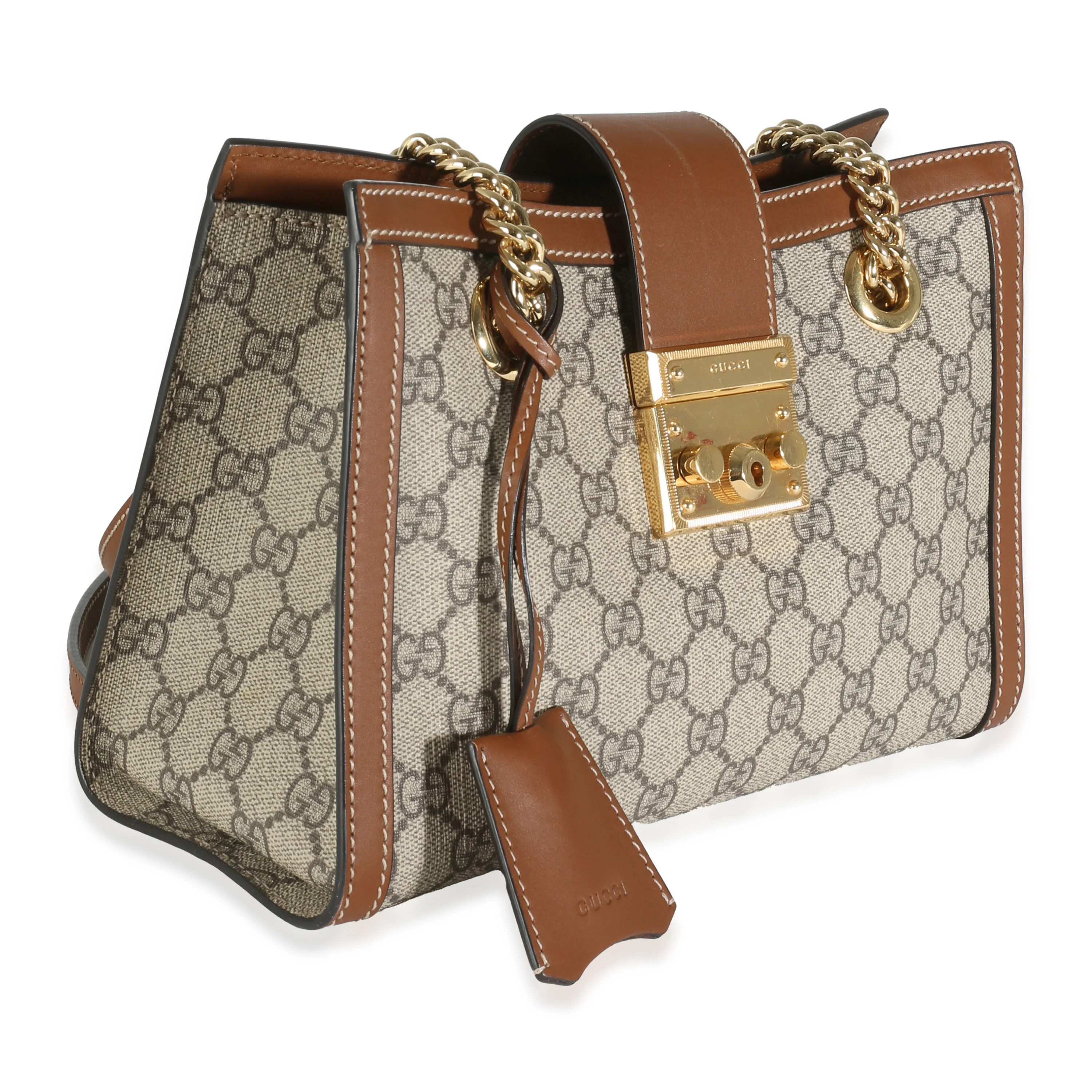 Brown GG Supreme Canvas Small Padlock Chain Tote - Image 3