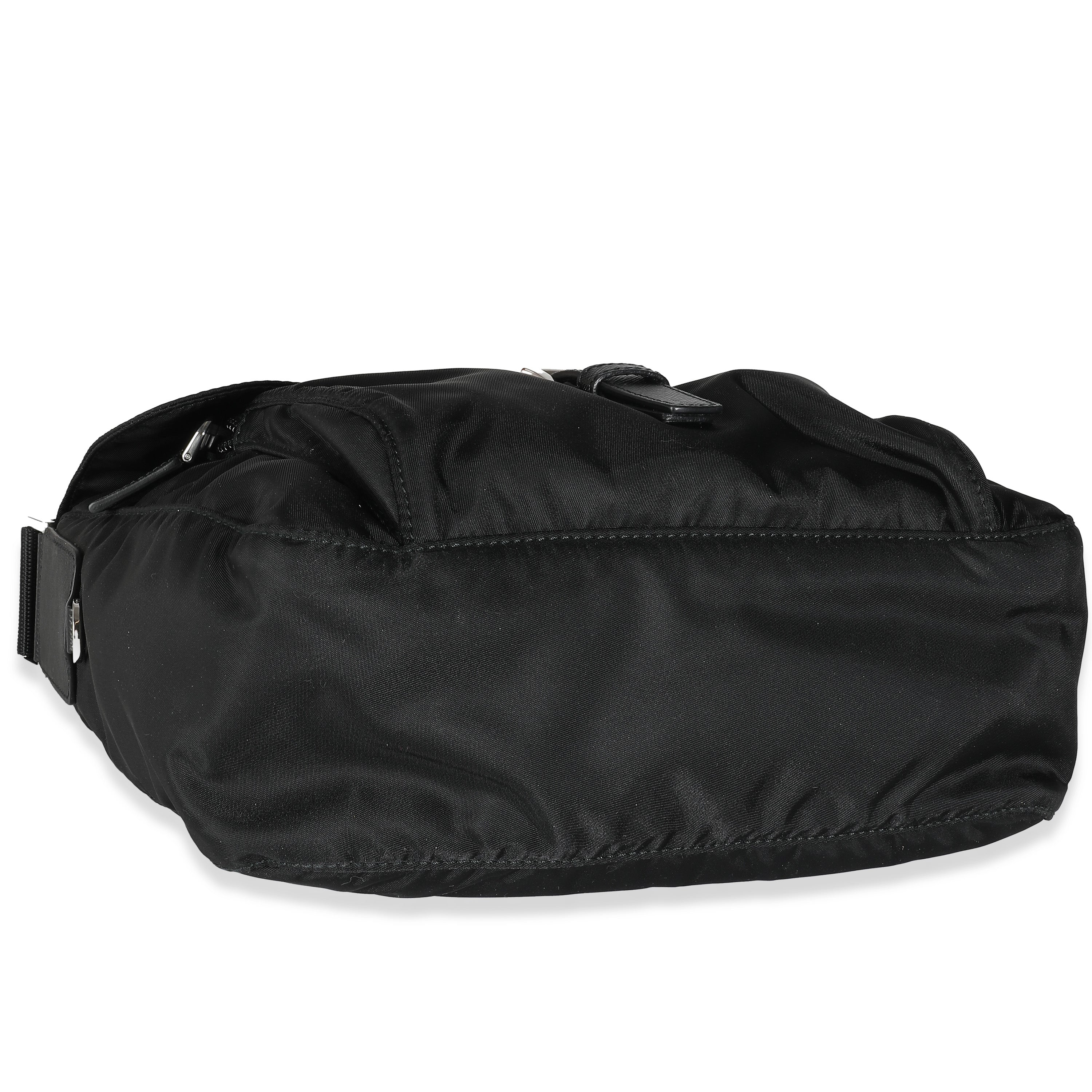 Black Re-Nylon Front Pocket Shoulder Bag - Image 4