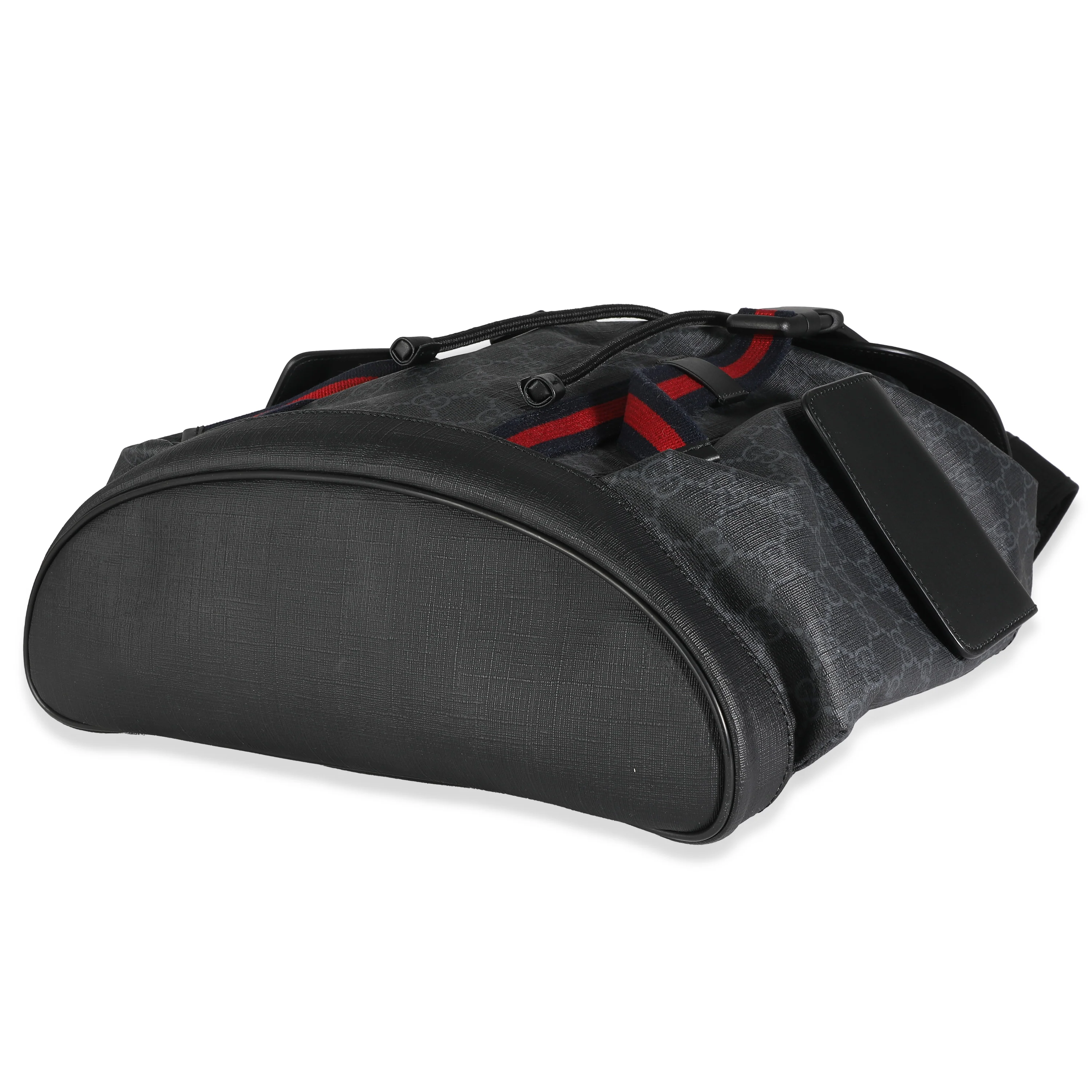 Black GG Supreme Canvas Double Buckle Backpack - Image 7