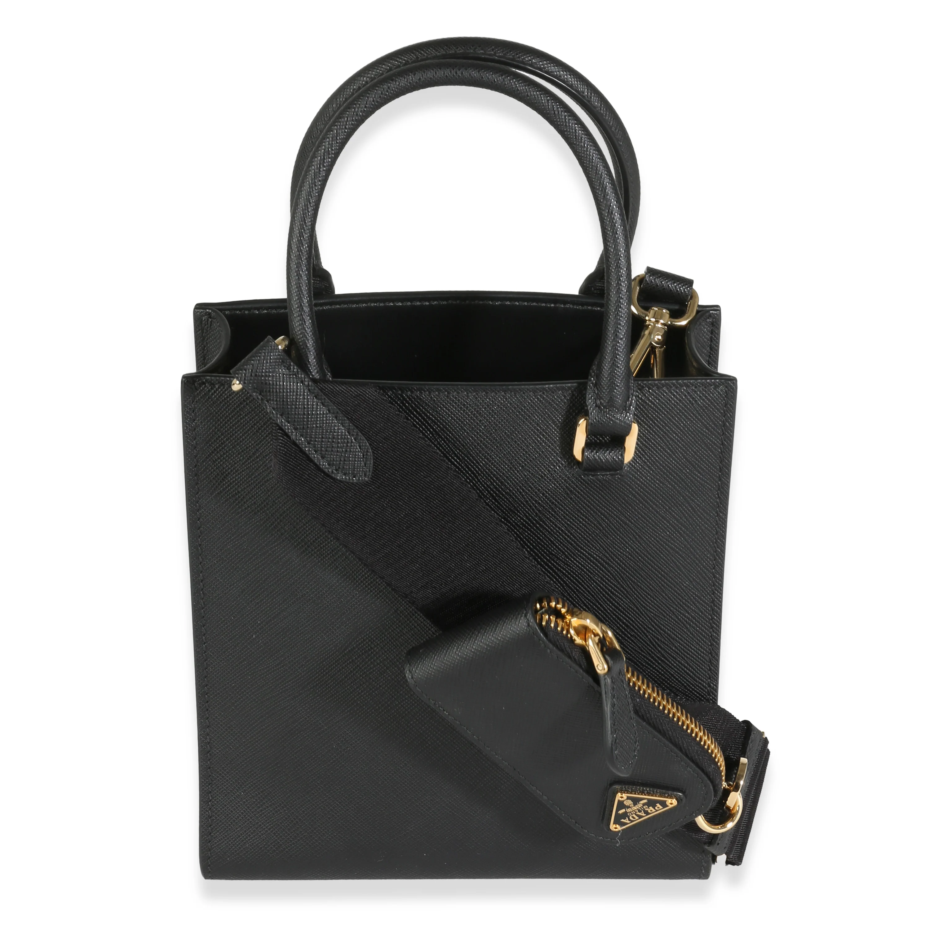 Black Saffiano Lux Embossed Logo Mini Tote - Image 4