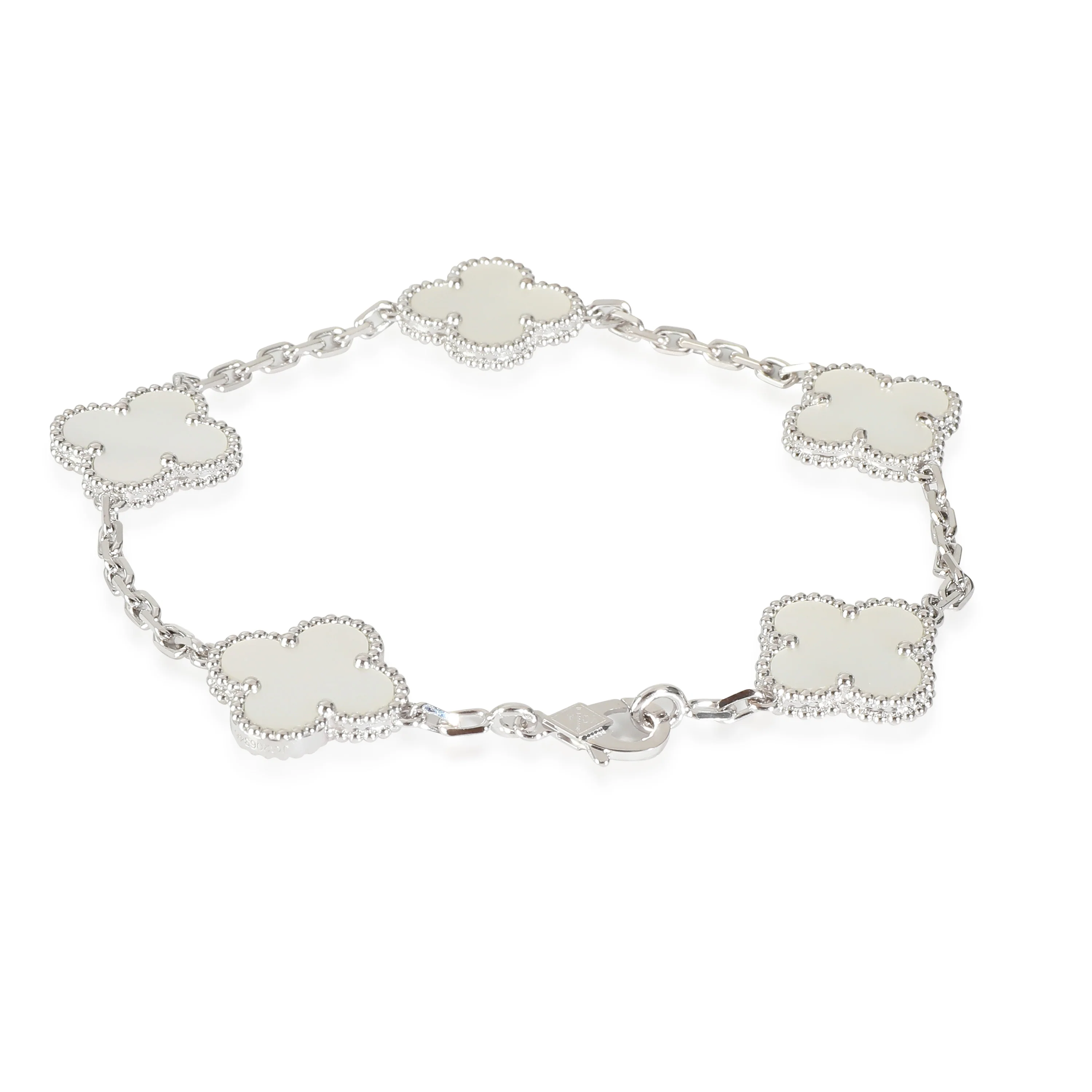 Vintage Alhambra Mother Of Pearl Bracelet in 18k White Gold - Image 2