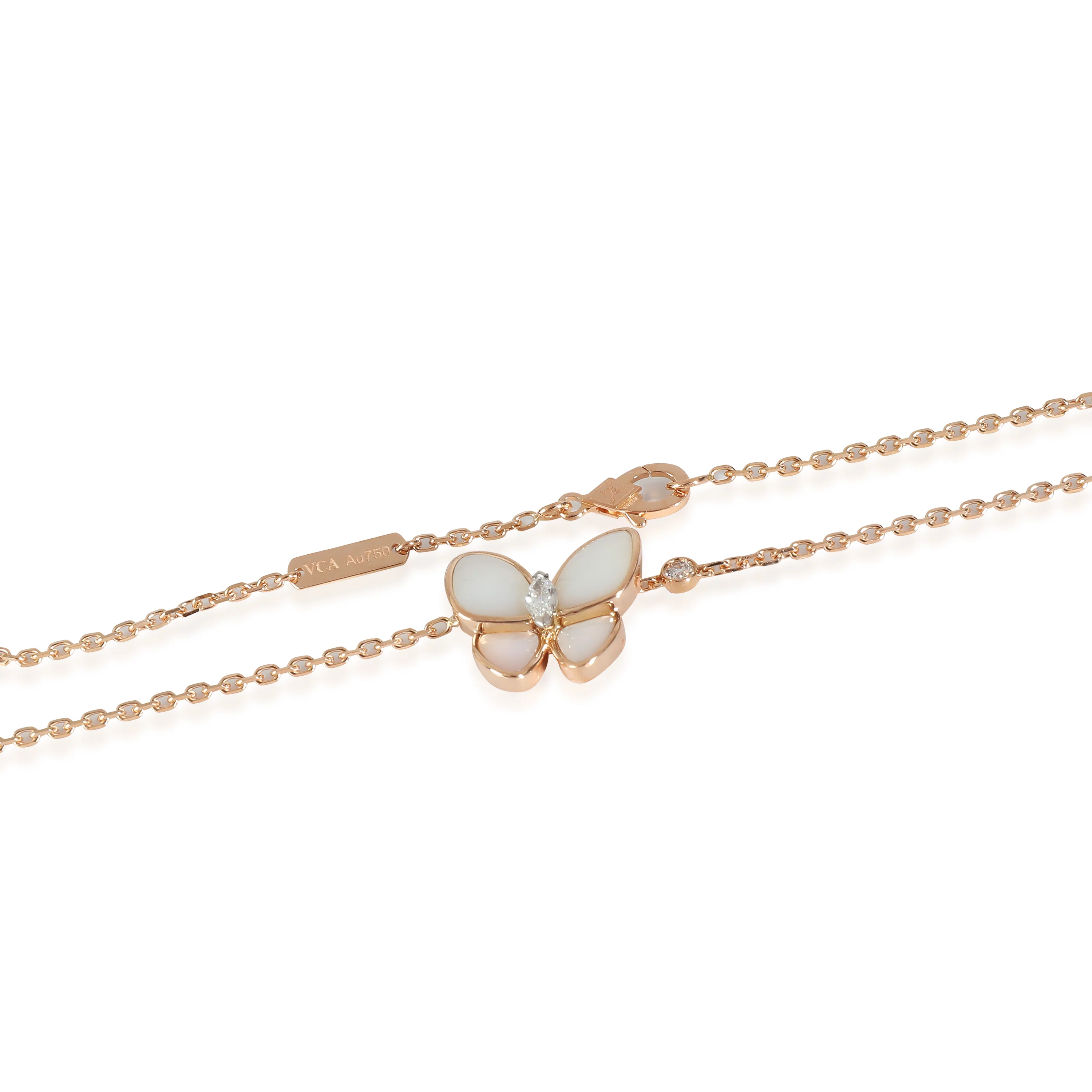 Two Butterfly Mother Of Pearl Pendant in 18K Rose Gold - Image 2