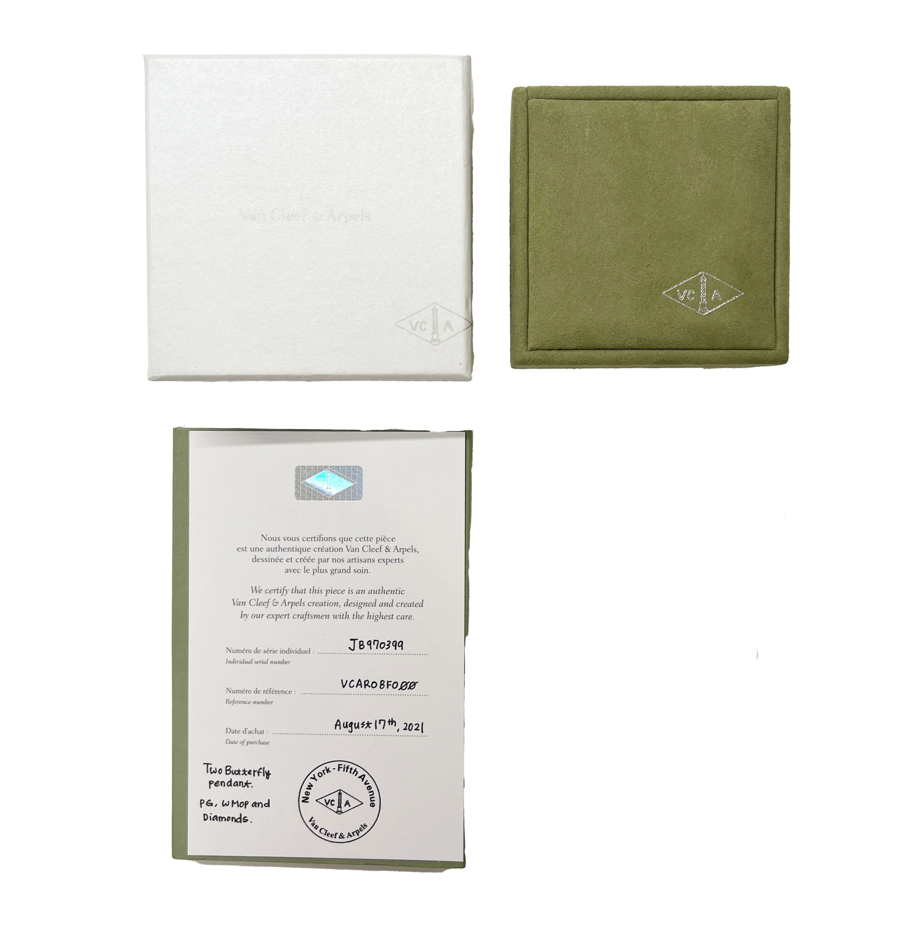 Two Butterfly Mother Of Pearl Pendant in 18K Rose Gold - Image 4