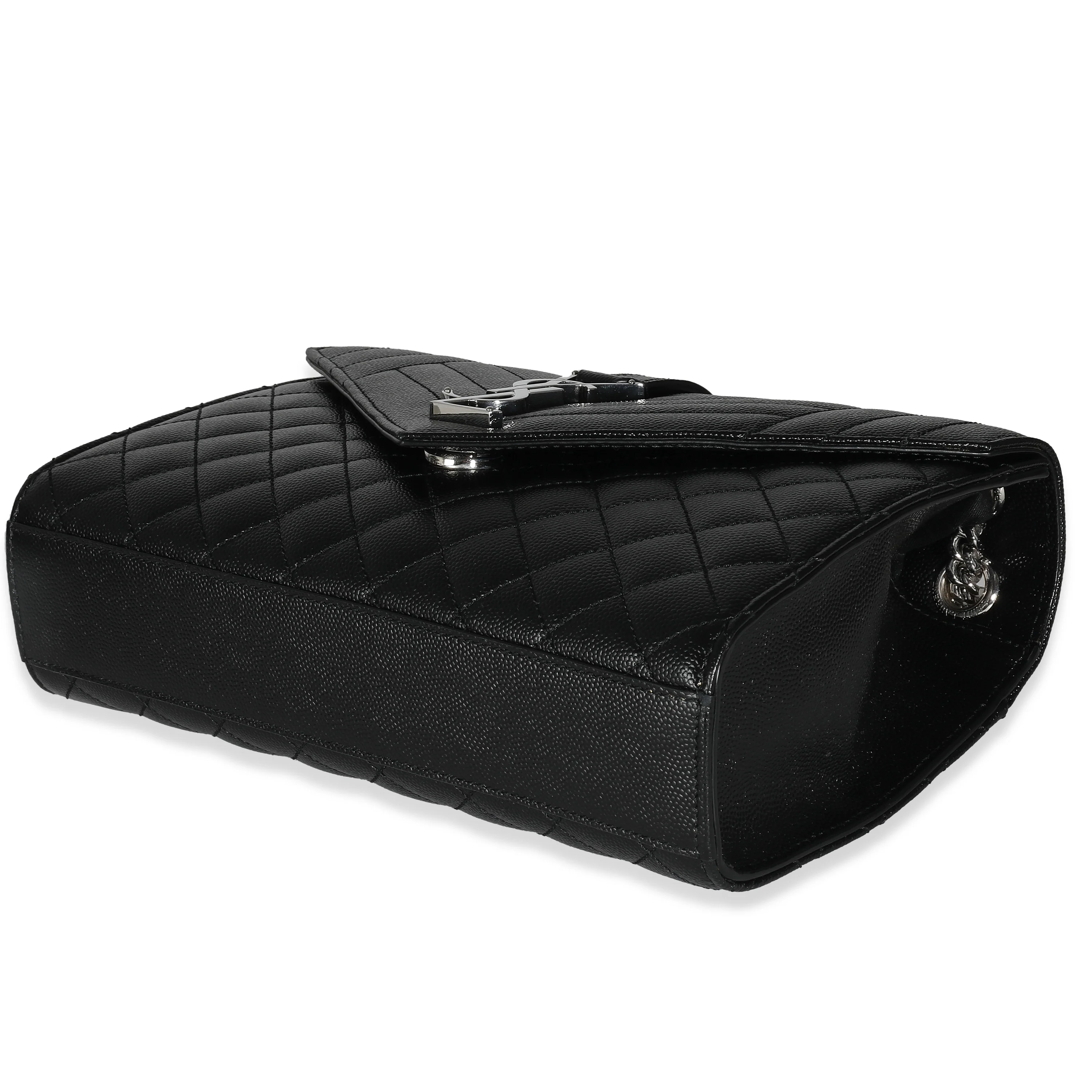 Black Grain De Poudre Triquilt Medium Envelope Shoulder Bag - Image 6