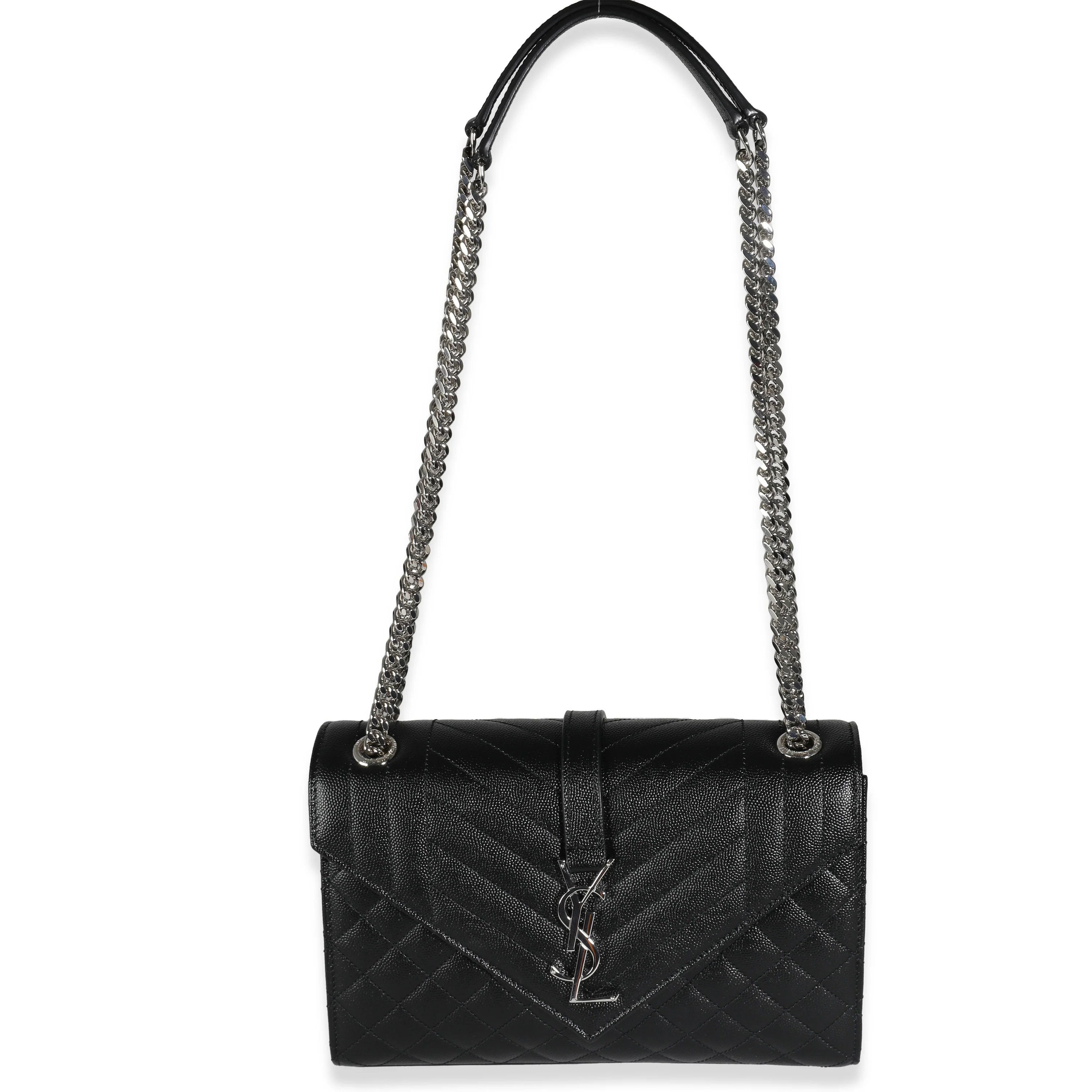 Black Grain De Poudre Triquilt Medium Envelope Shoulder Bag - Image 8