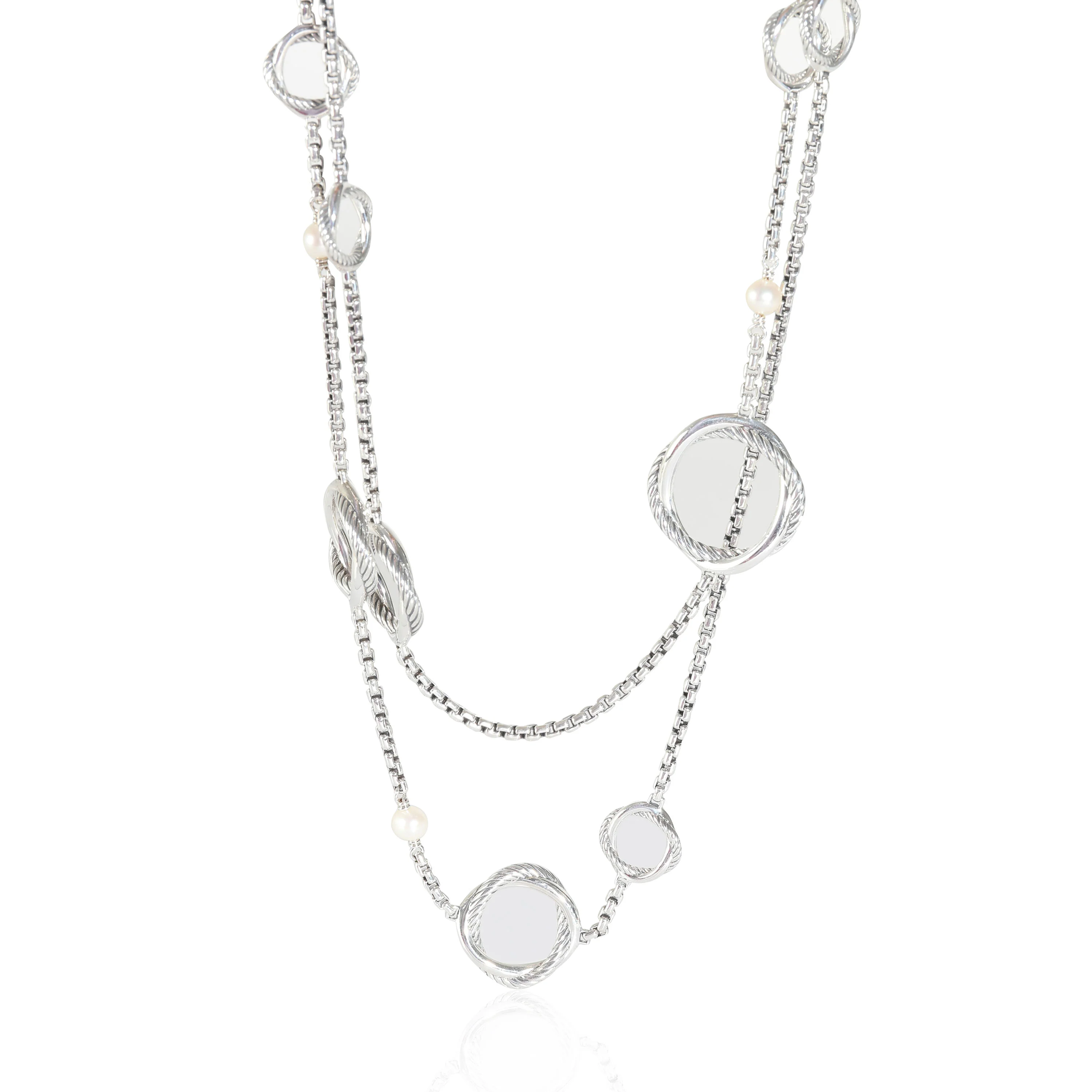Infinity Station Pearl Necklace in Sterling Silver