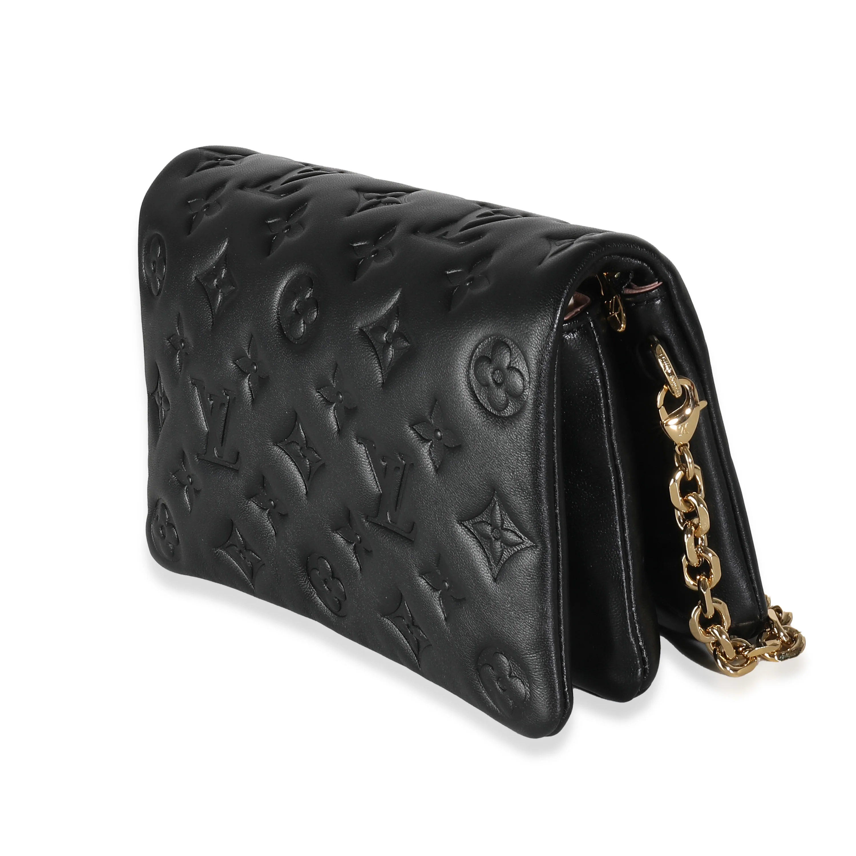 Black Monogram Embossed Puffy Lambskin Pochette Coussin - Image 2