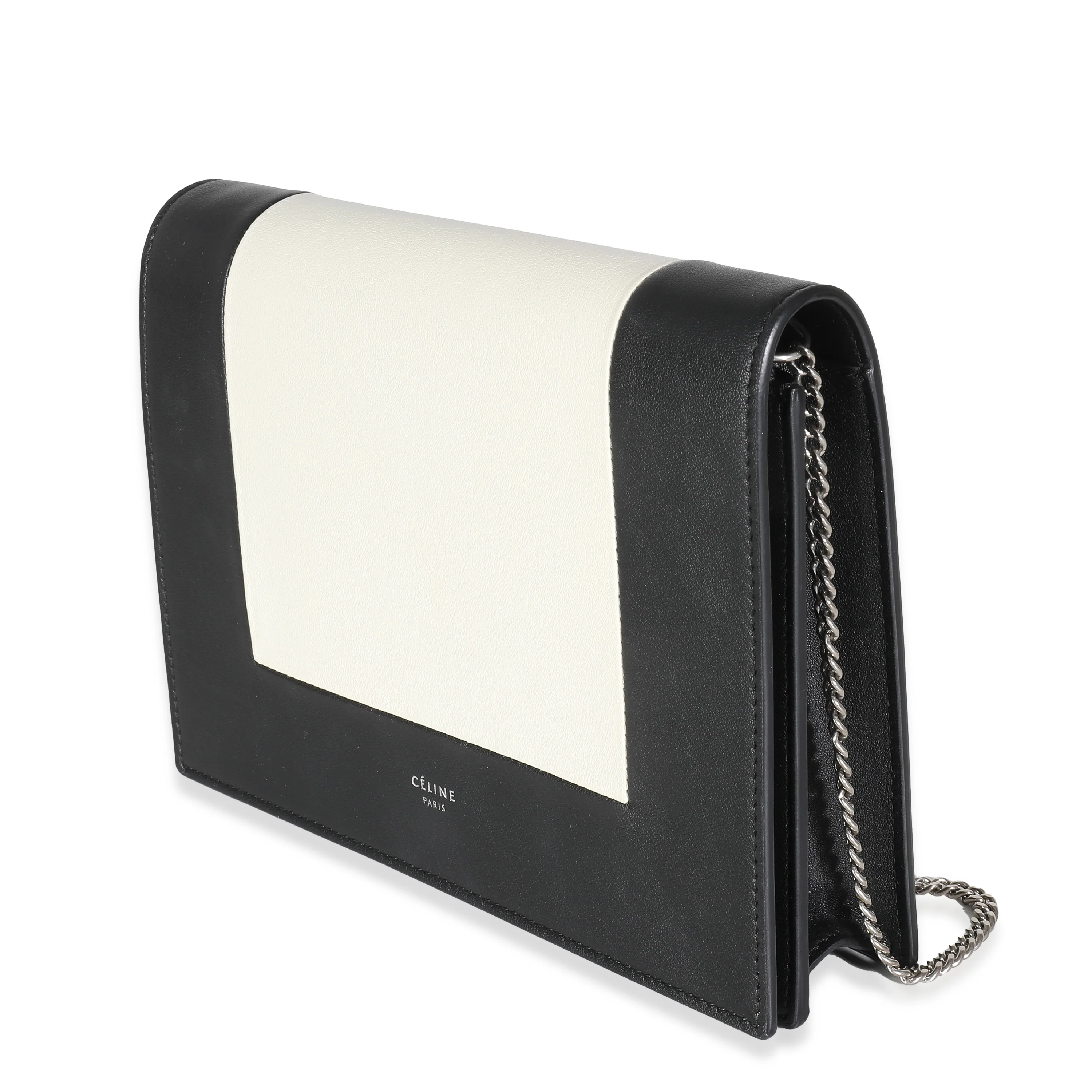 Black White Smooth Calfskin Frame Clutch - Image 2