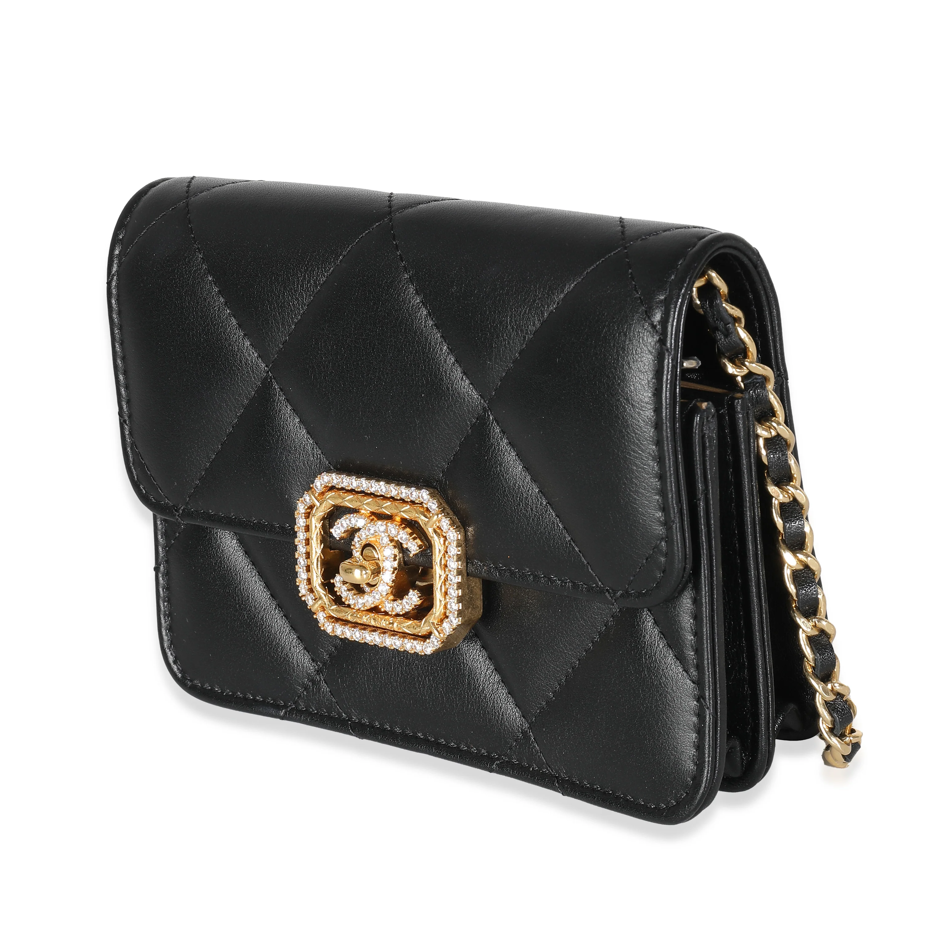 Black Quilted Calfskin Strass Mini Flap Bag - Image 2