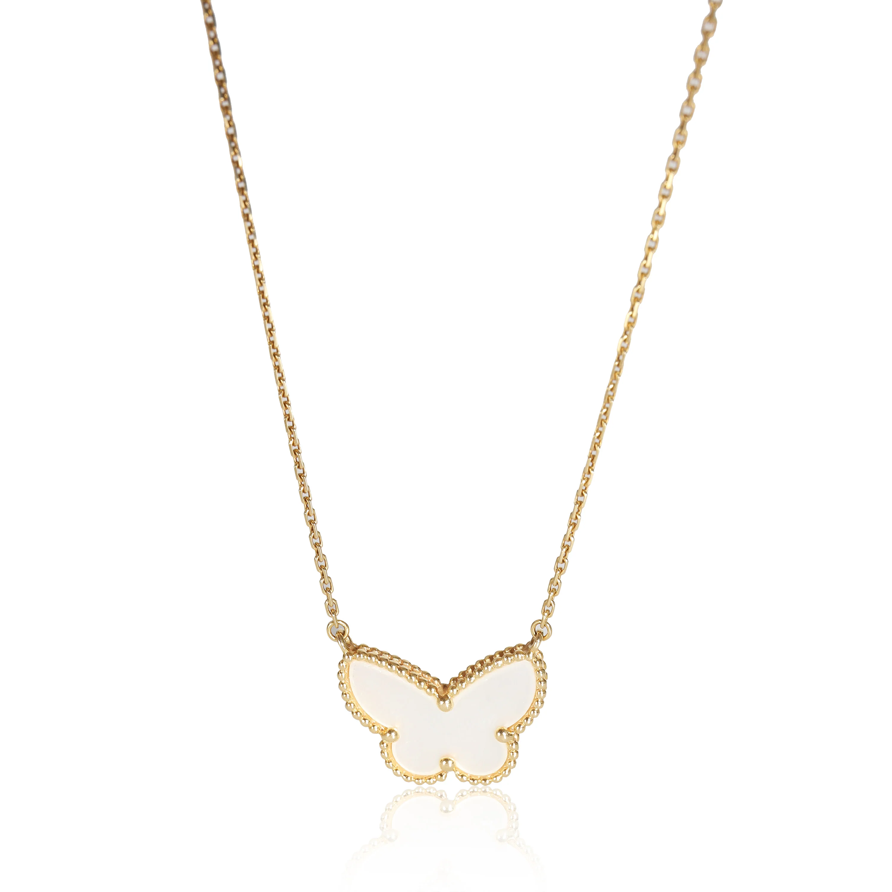 Lucky Alhambra Butterfly Mother Of Pearl Necklace in 18K Gold