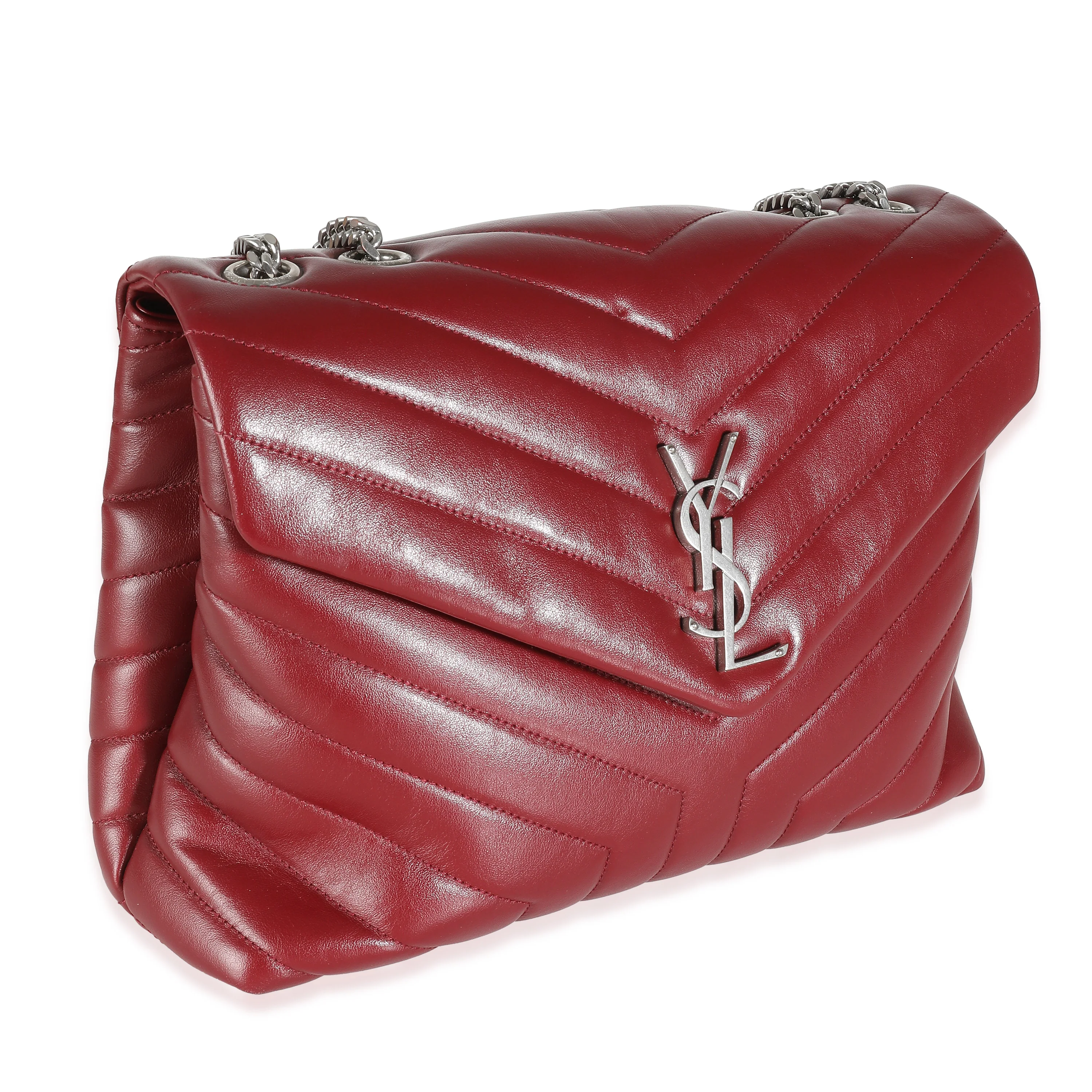 Burgundy Calfskin Medium Loulou Chain Bag - Image 3